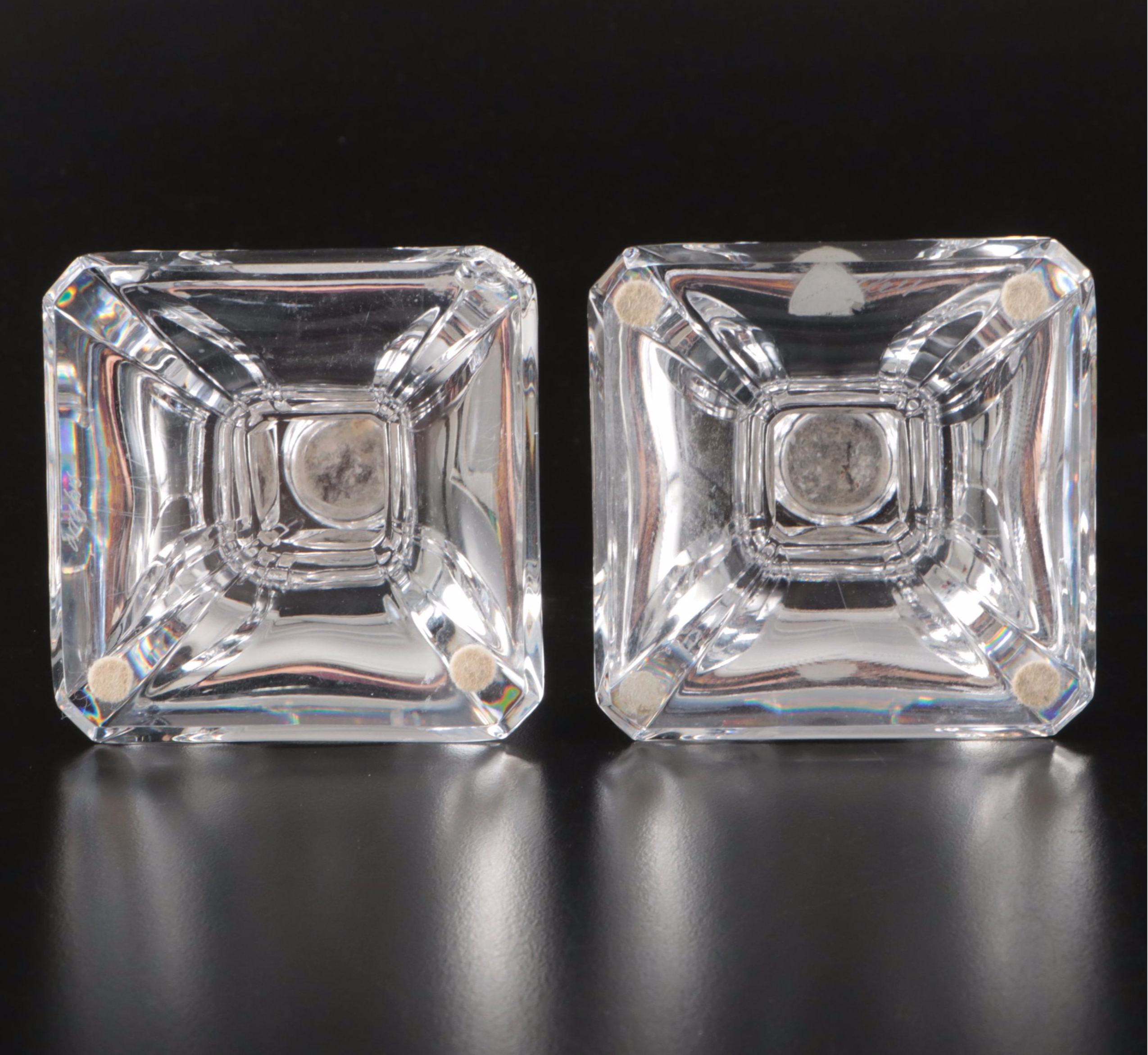 Orrefors Crystal Candlestick Pair with Other Crystal Centerpiece Bowl