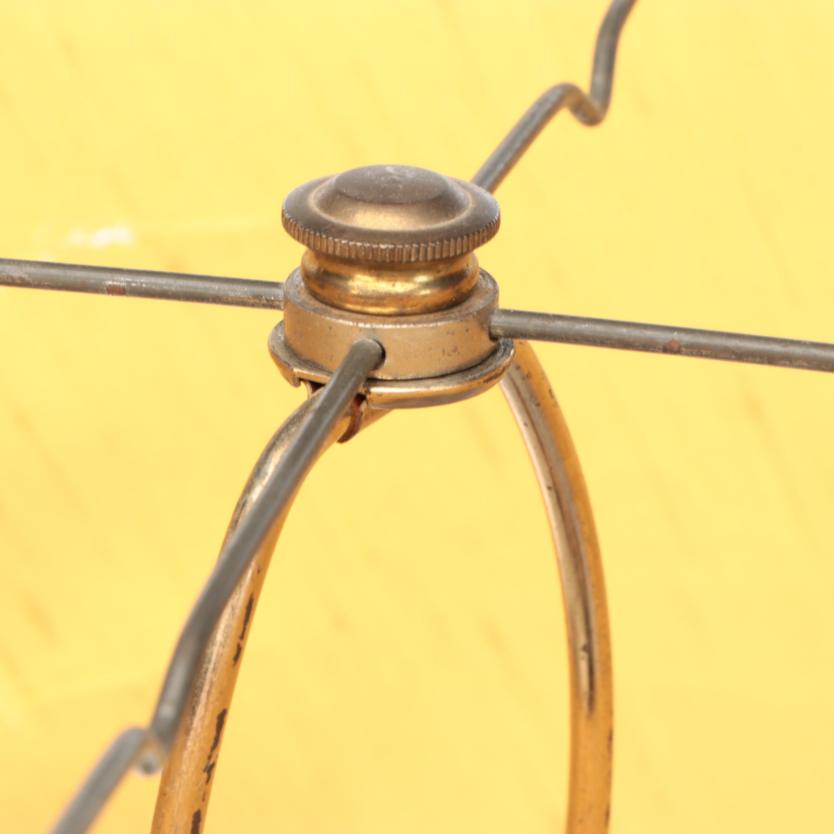 Lacquered Brass Swing Arm Floor Lamp with Drum Shade