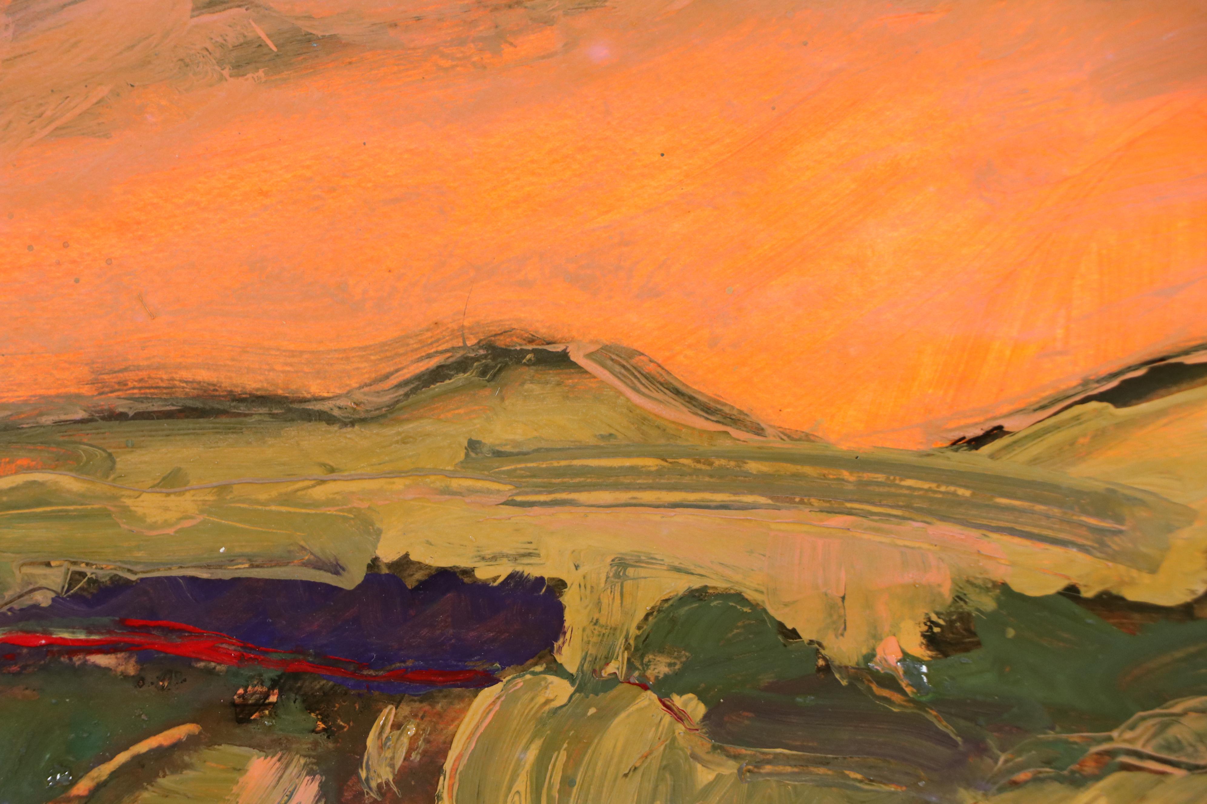 Harry Hilson Expressionist Landscape Acrylic Painting, Late 20th Century