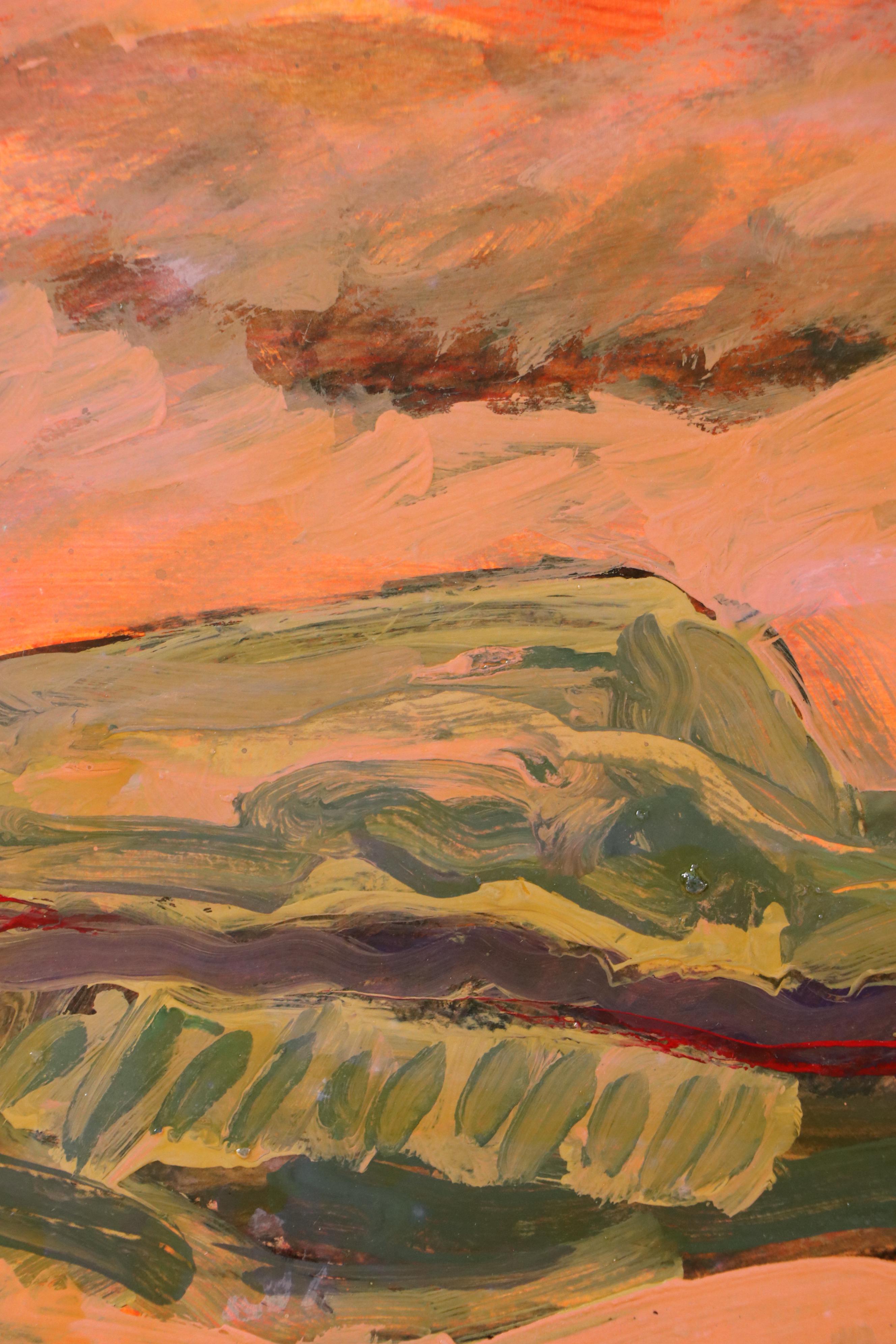 Harry Hilson Expressionist Landscape Acrylic Painting, Late 20th Century