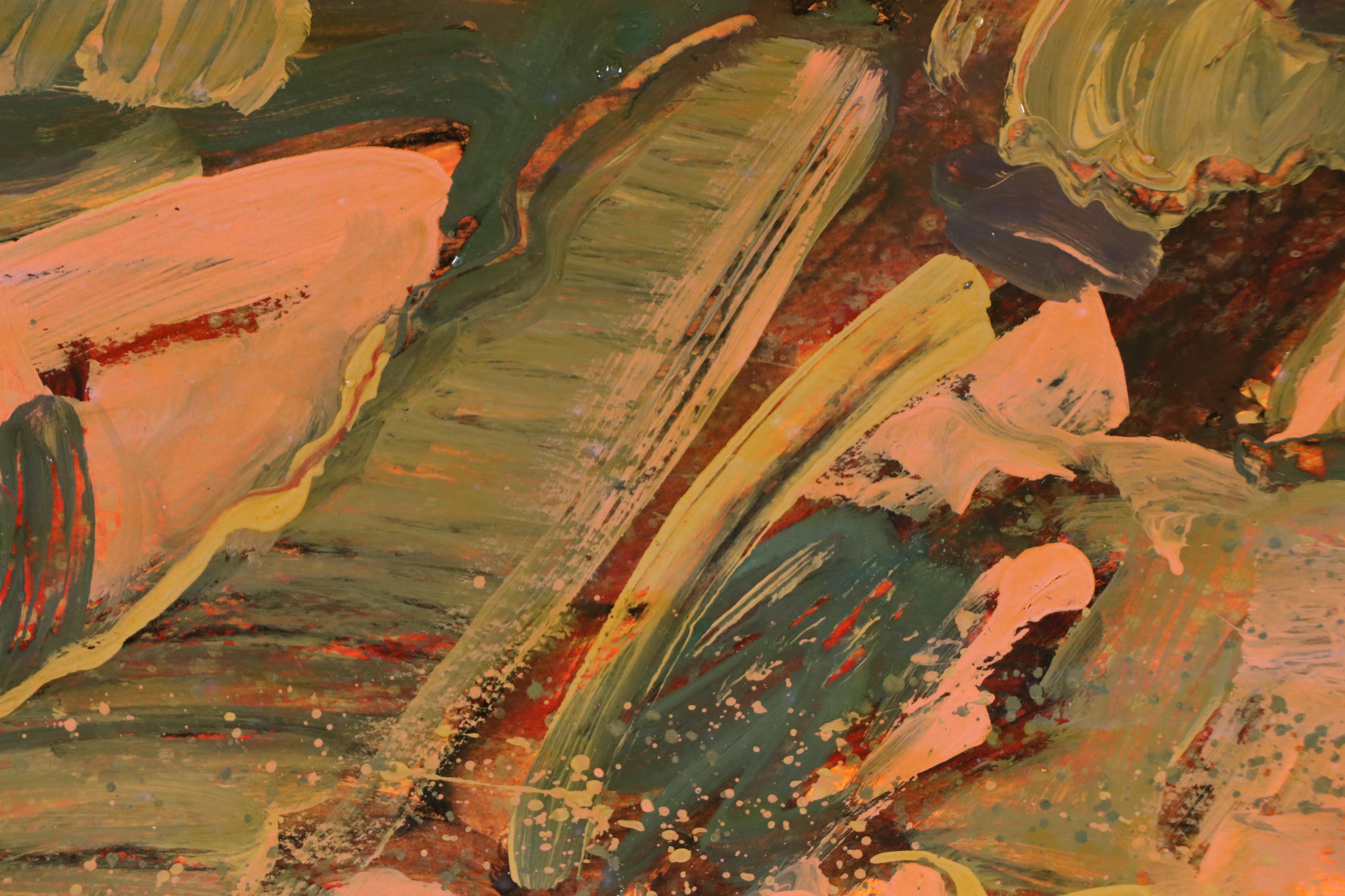 Harry Hilson Expressionist Landscape Acrylic Painting, Late 20th Century