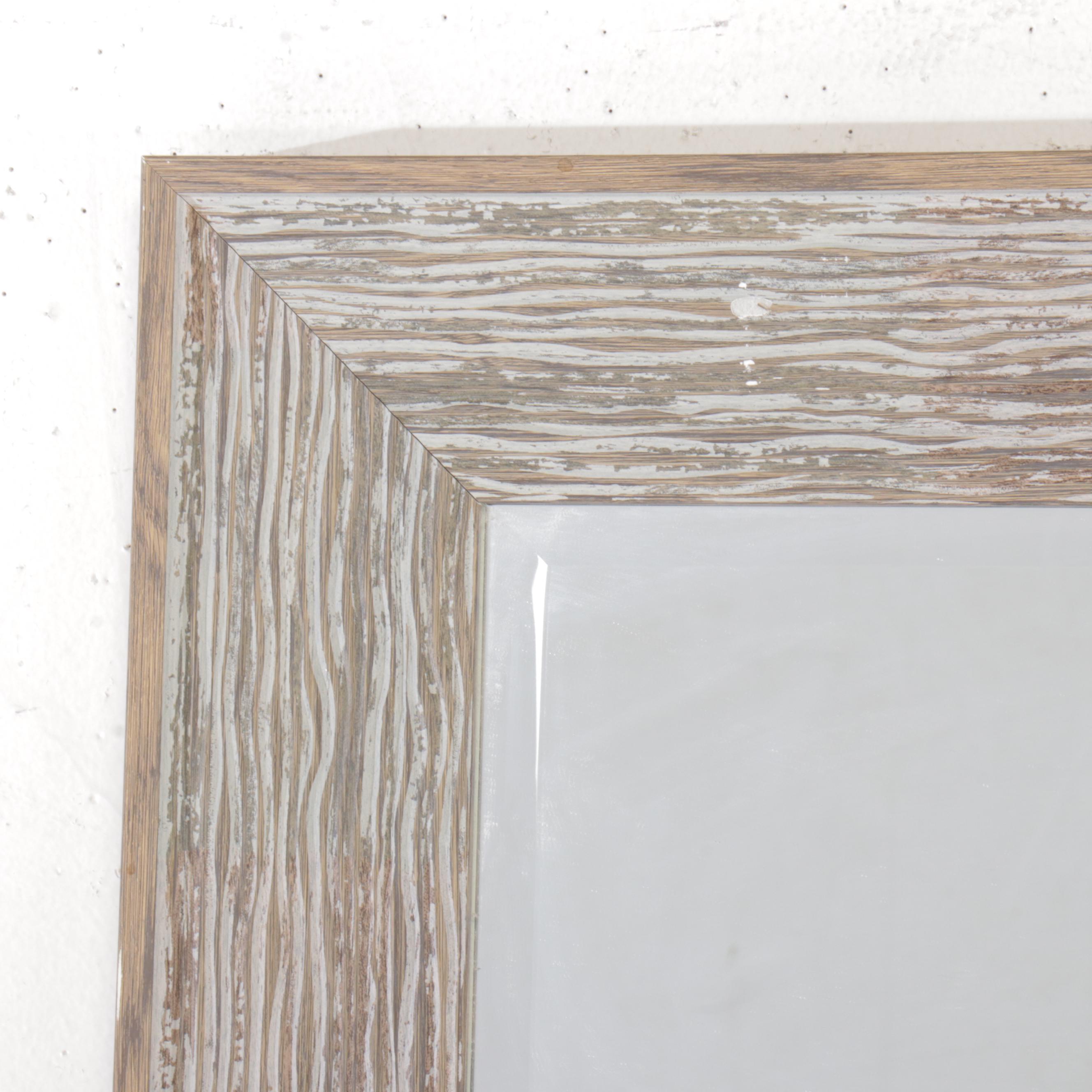 Contemporary Distressed Wooden Frame Full-Length Wall Mirror
