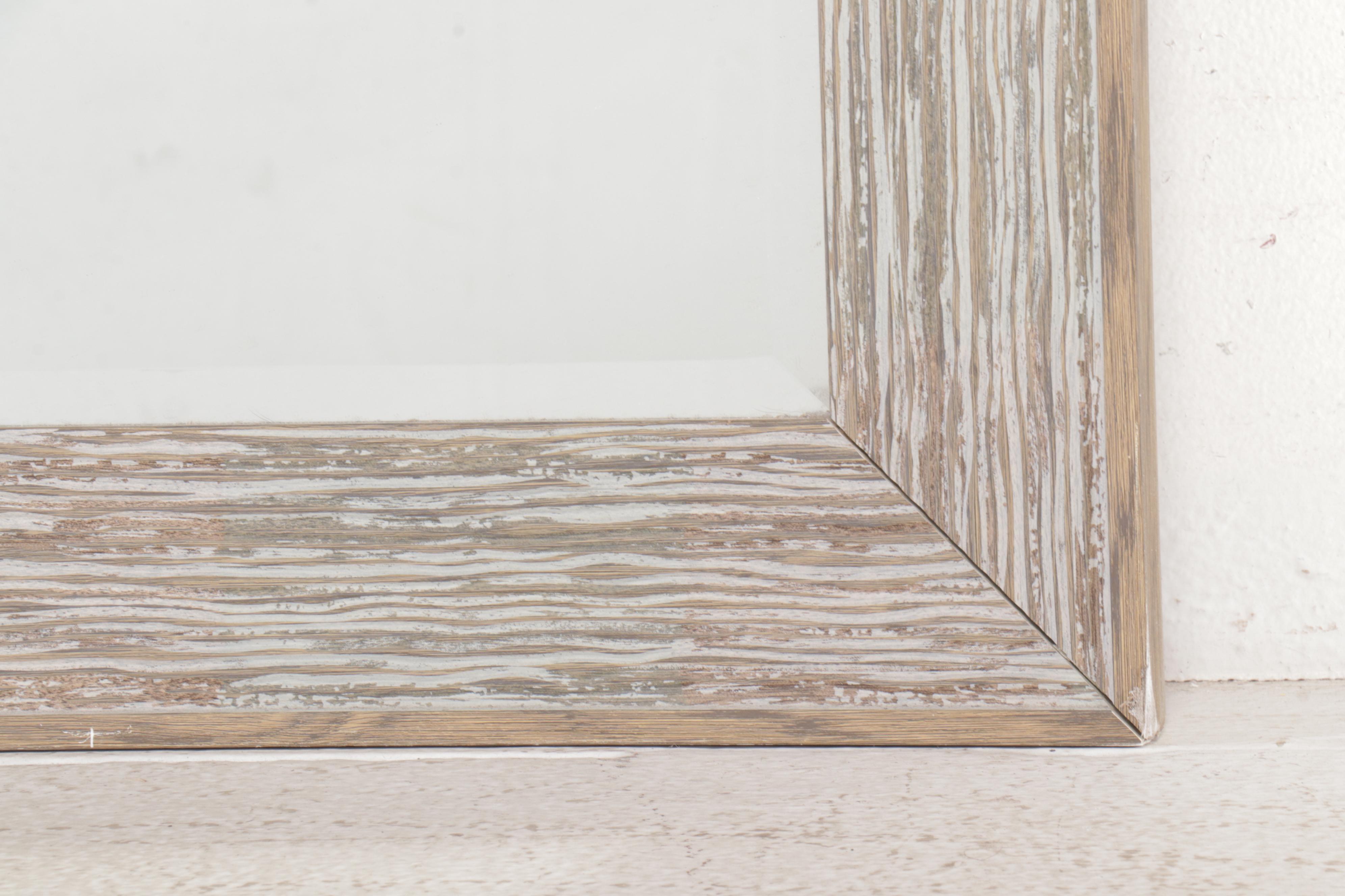 Contemporary Distressed Wooden Frame Full-Length Wall Mirror