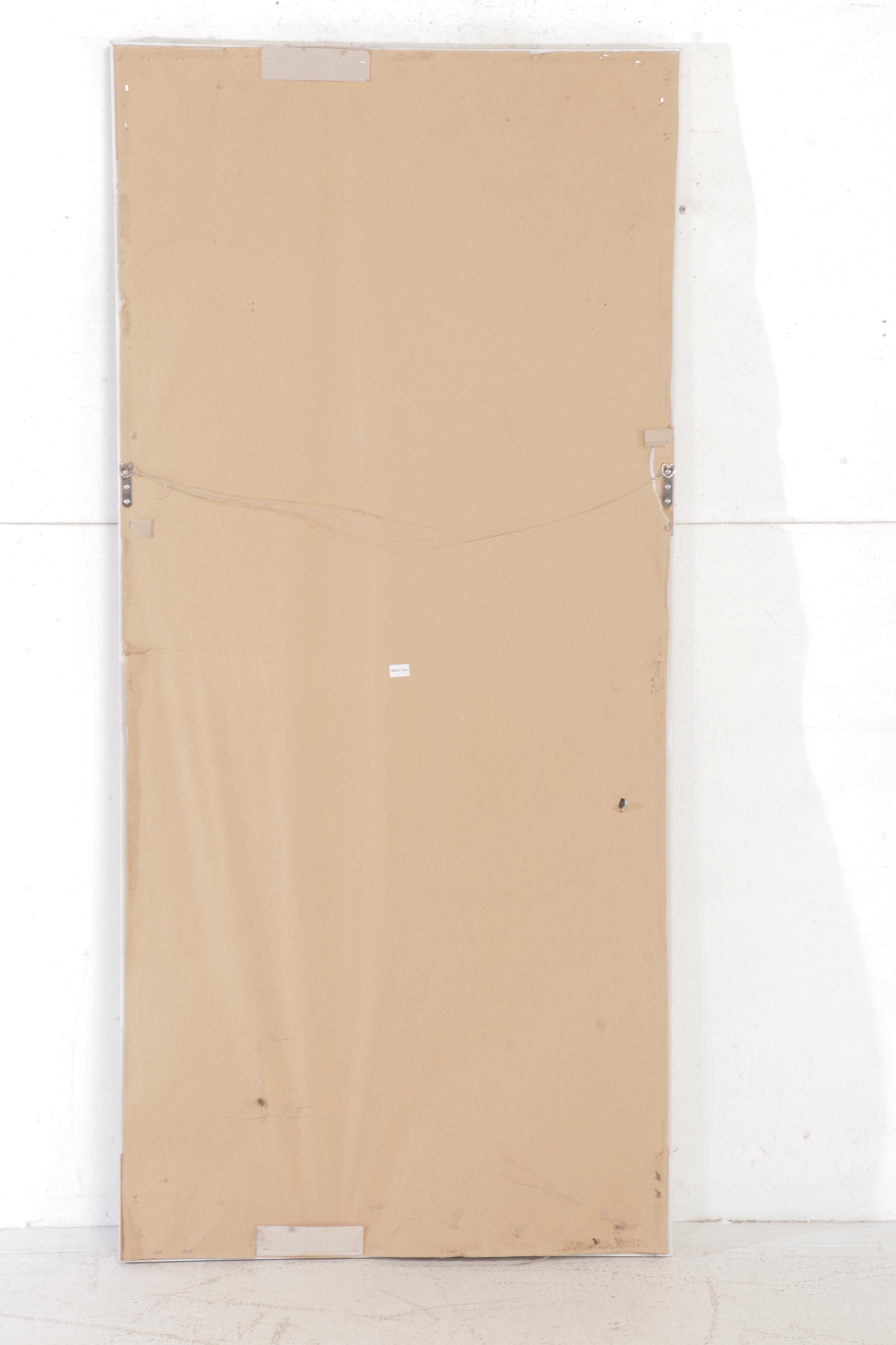 Contemporary Distressed Wooden Frame Full-Length Wall Mirror