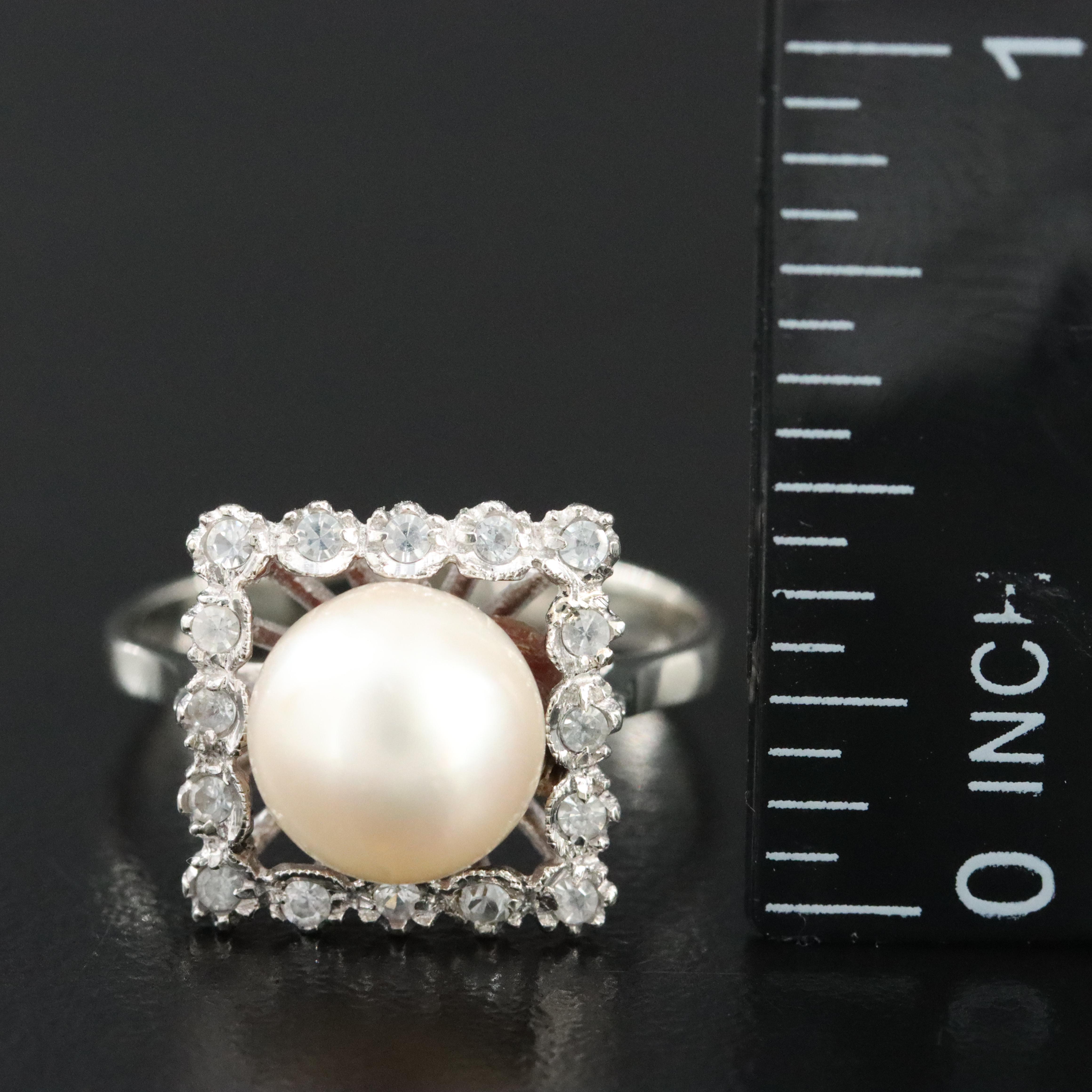 18K Pearl and White Spinel Ring