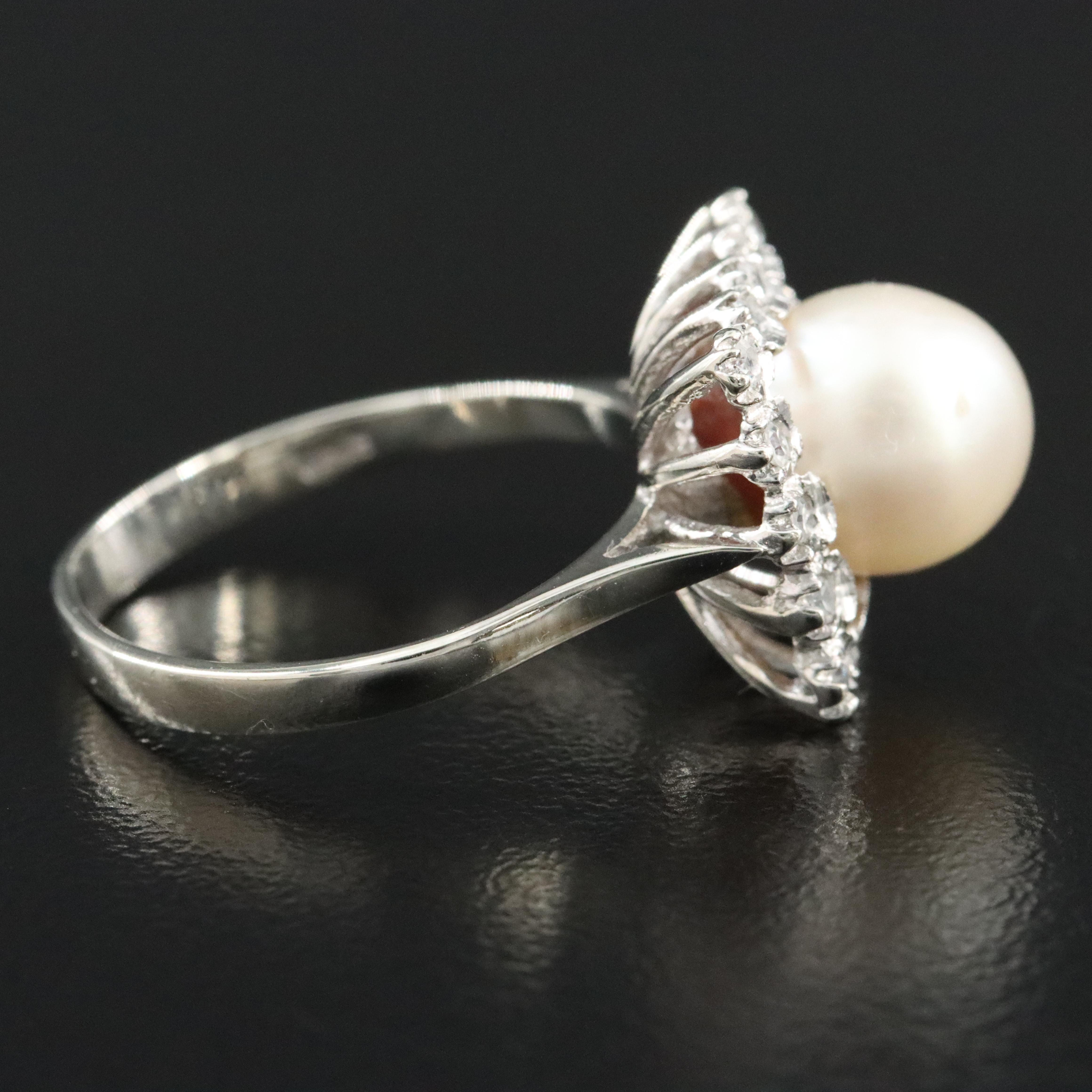 18K Pearl and White Spinel Ring