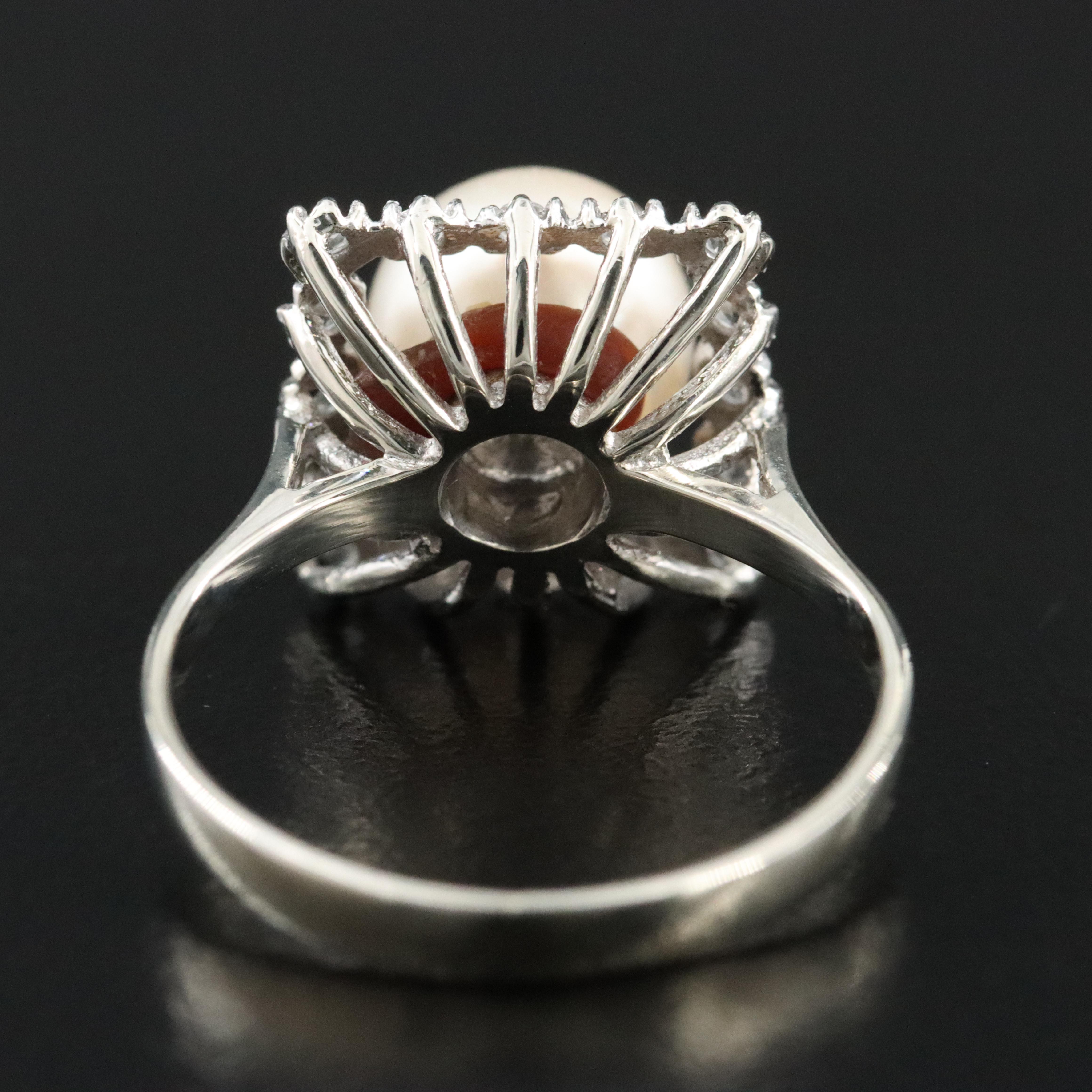 18K Pearl and White Spinel Ring