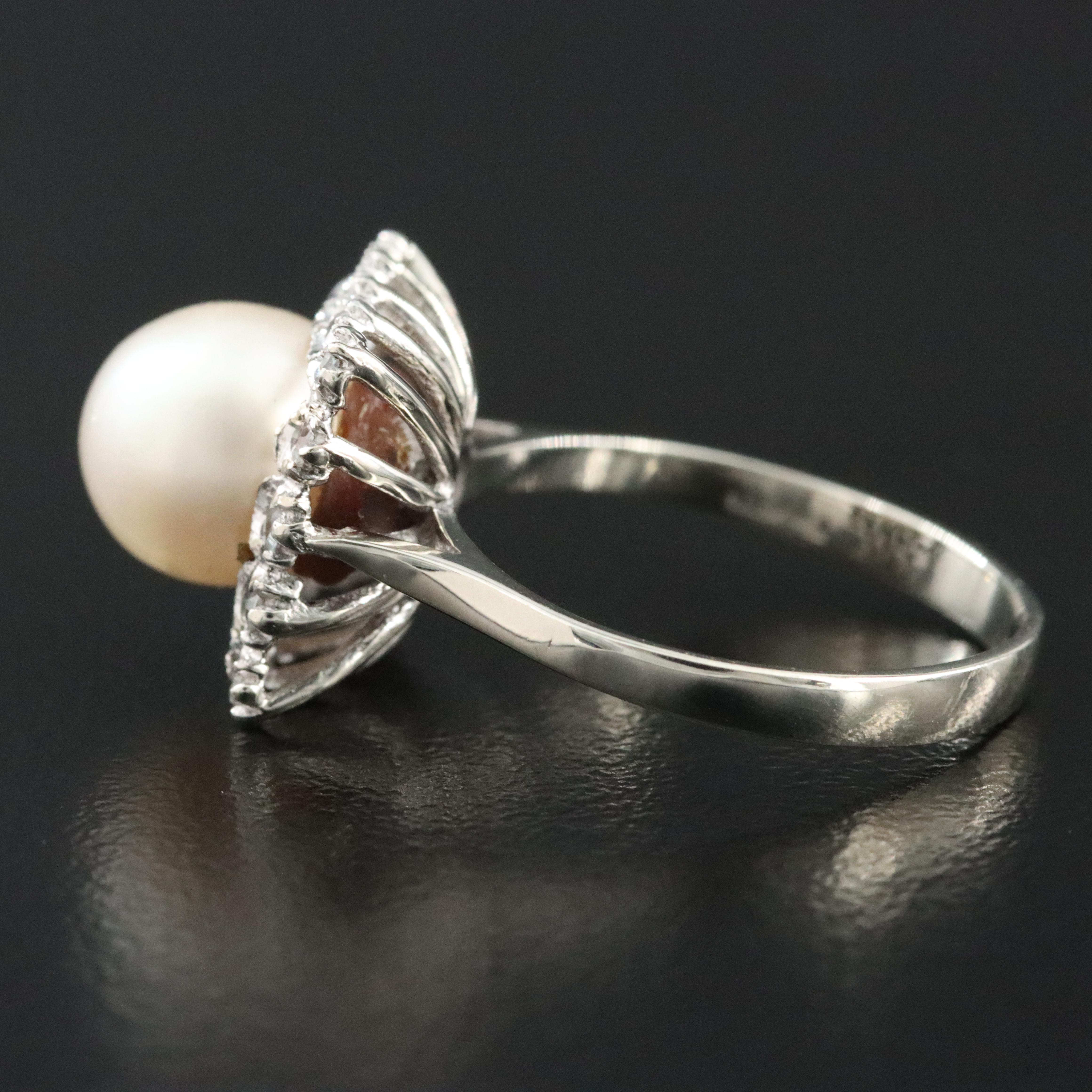 18K Pearl and White Spinel Ring