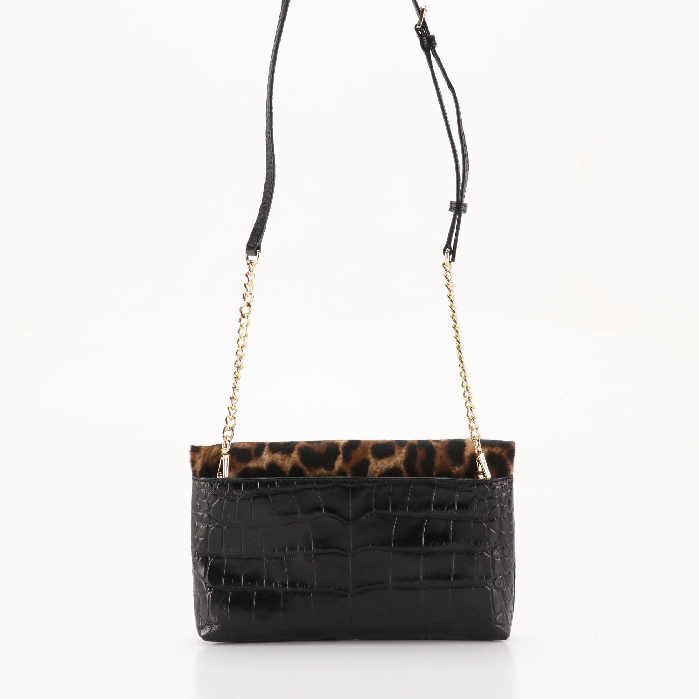 Michael Kors Jet Set Foldover Clutch Crossbody in Dyed Calf Hair/Leather