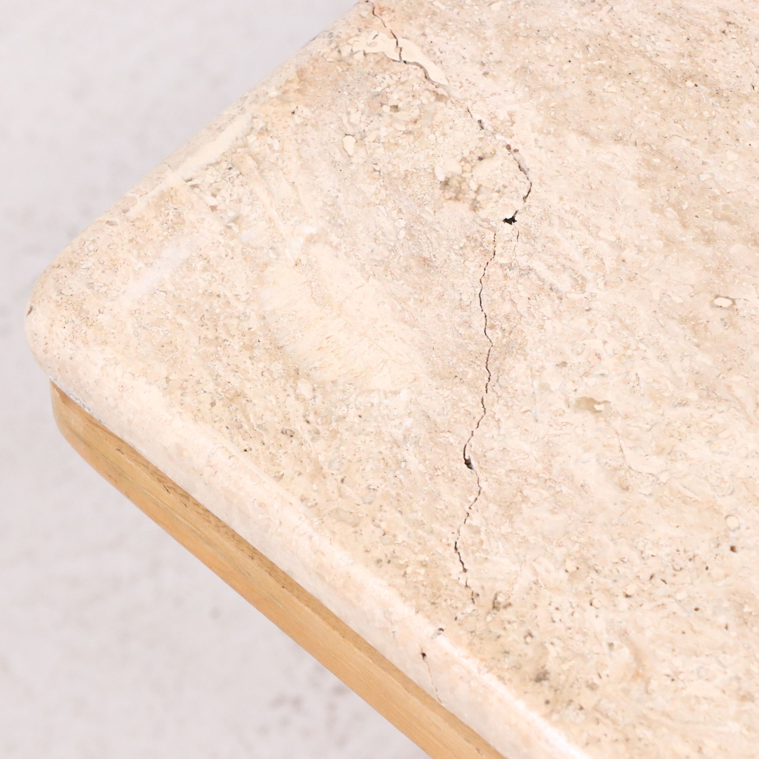 Contemporary Style Stone Top Wooden Pedestal Coffee and Side Tables