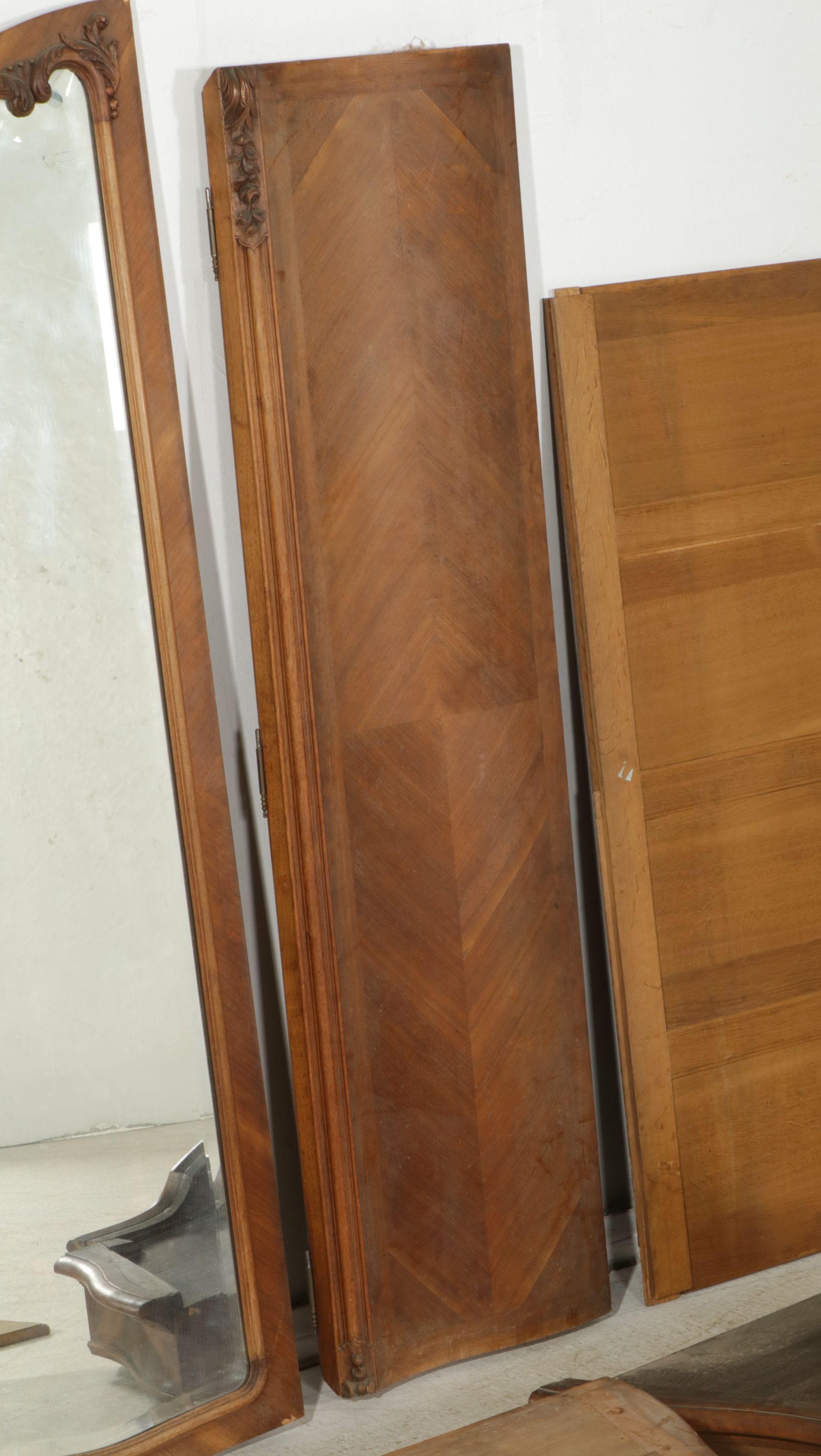 Louis XV Style Knockdown Armoire with Carved Rococo Cartouche, Late 19th Century