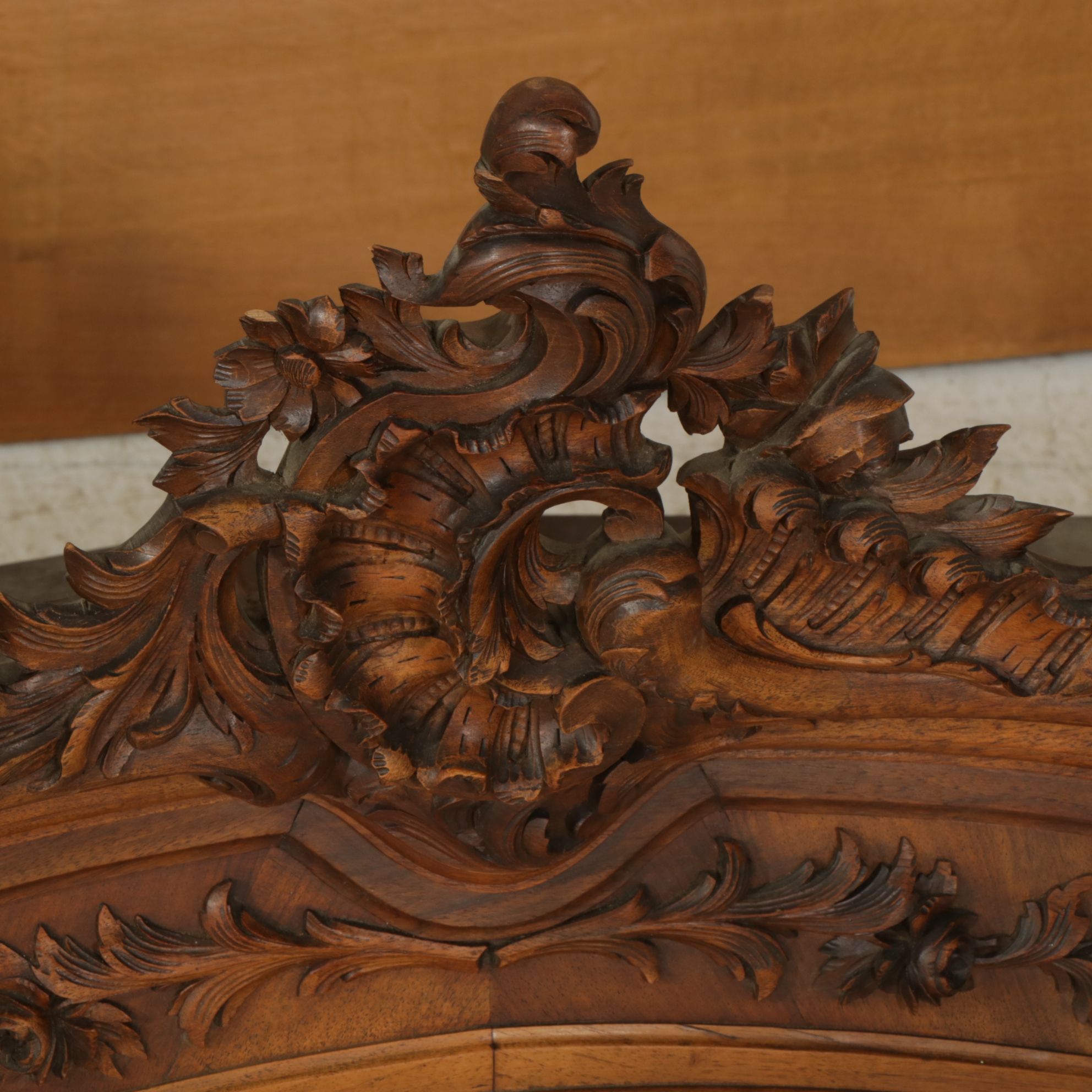 Louis XV Style Knockdown Armoire with Carved Rococo Cartouche, Late 19th Century