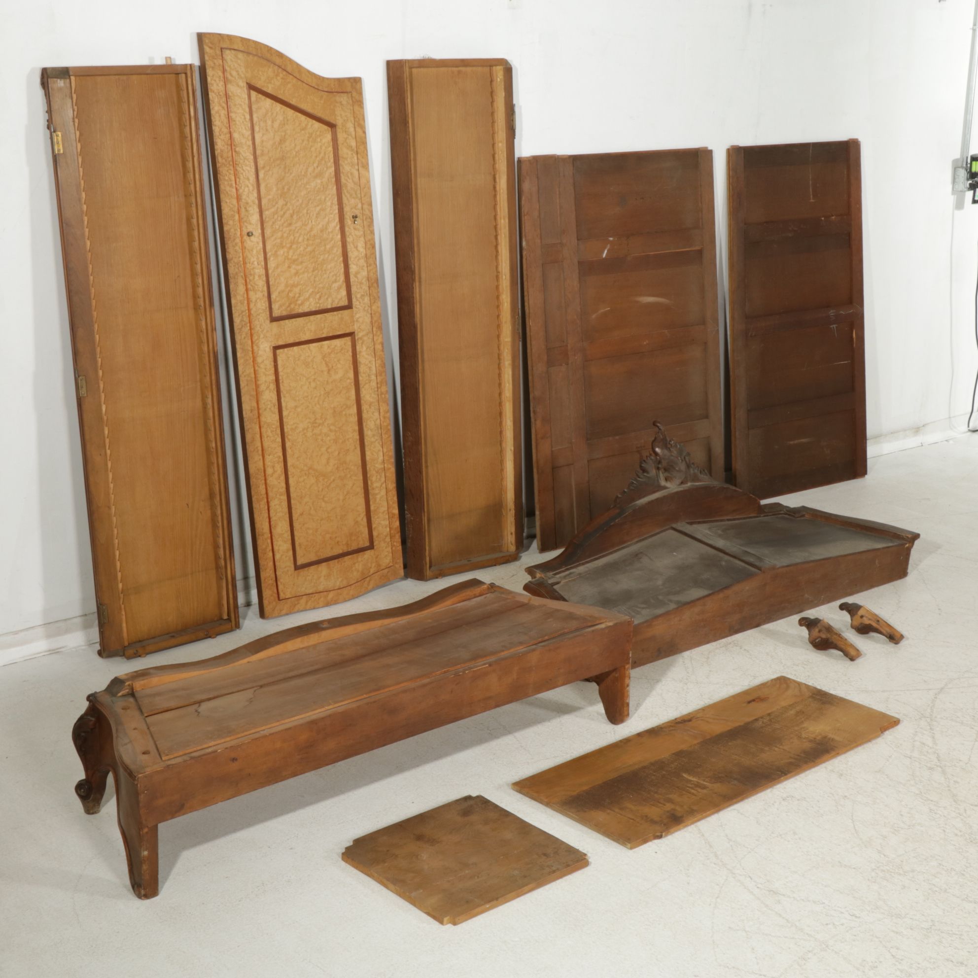 Louis XV Style Knockdown Armoire with Carved Rococo Cartouche, Late 19th Century