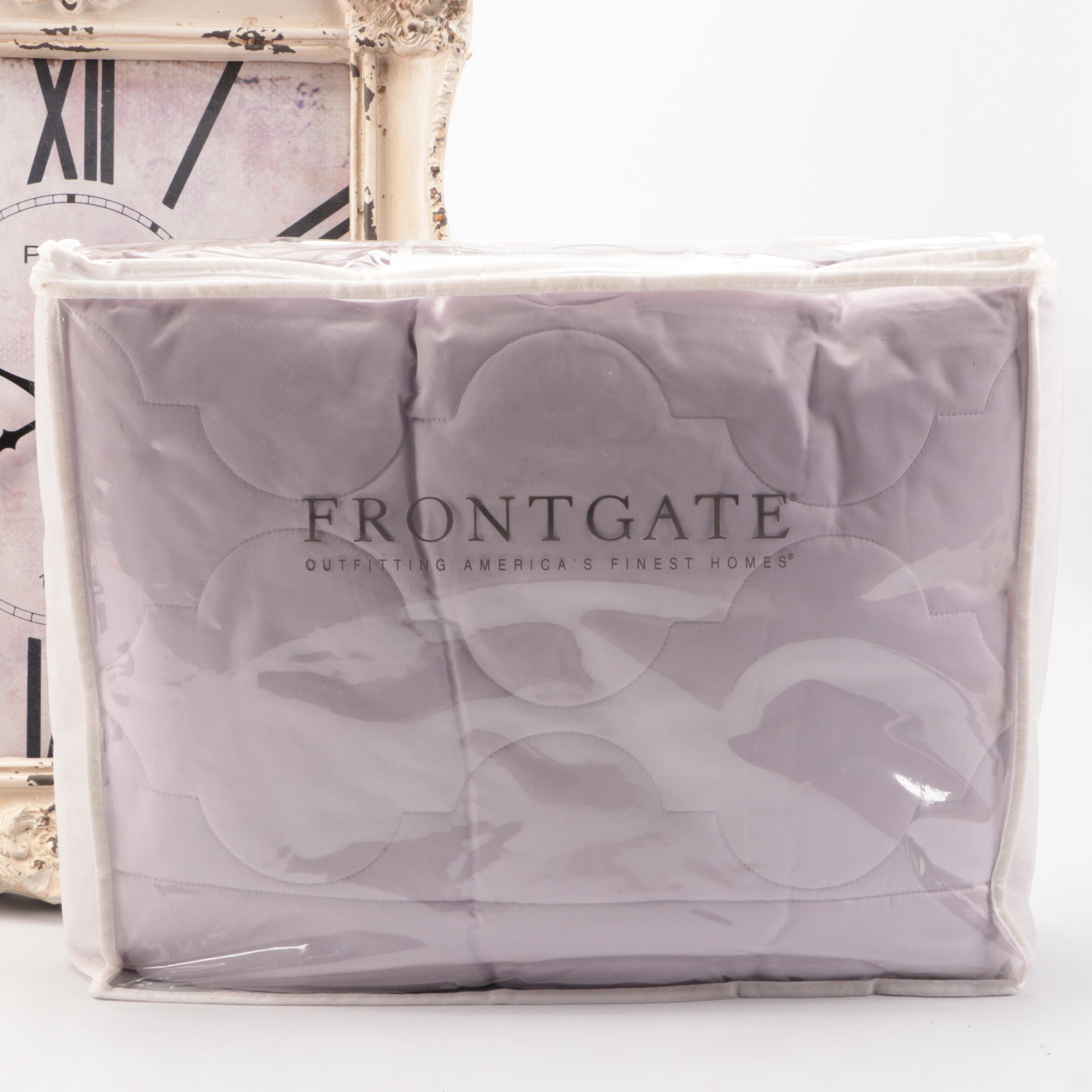 Frontgate Queen Size Down Blanket in Lavender with Parisian Inspired Clock
