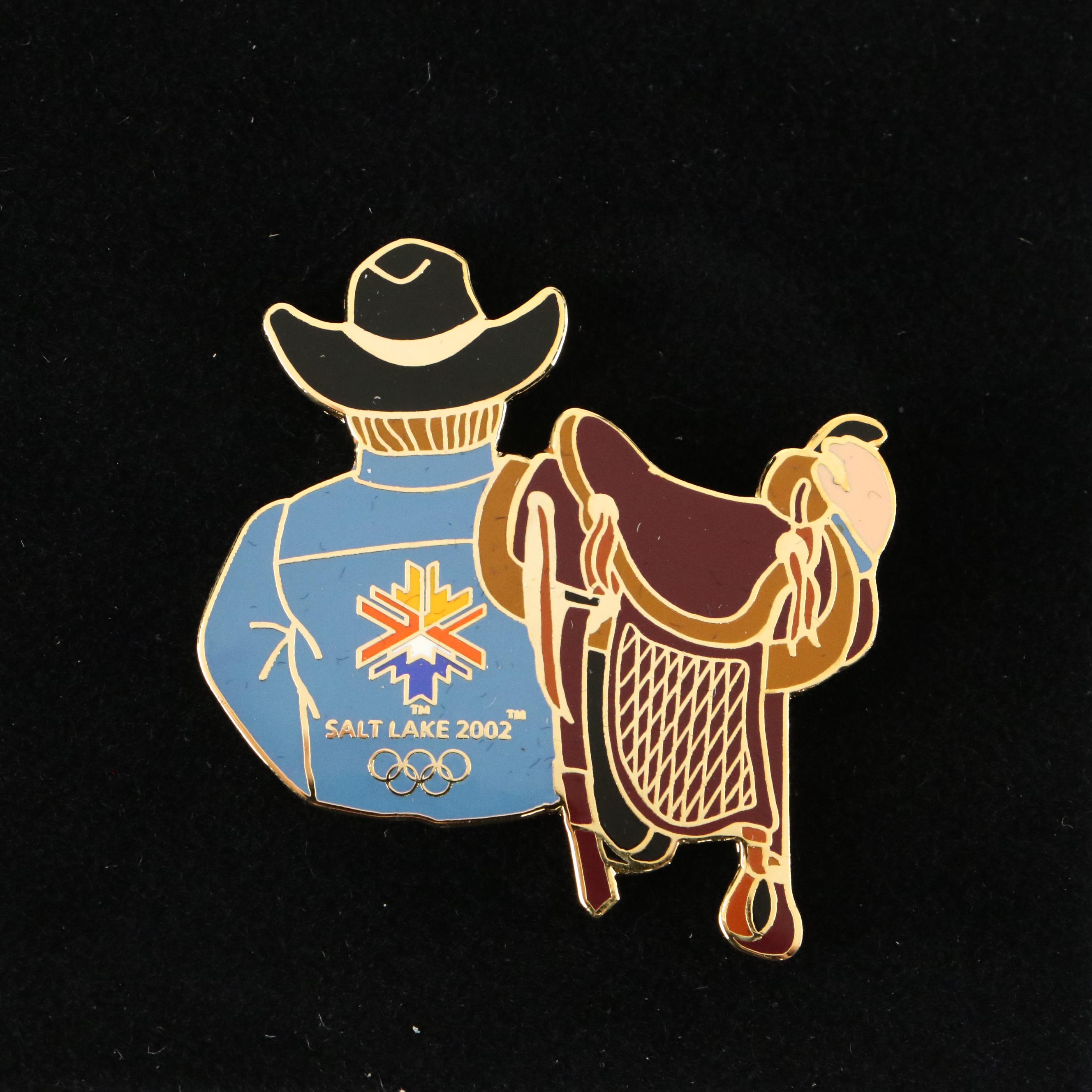 Wells Fargo Pony Express Brass Belt Buckle with Political and Commemorative Pins