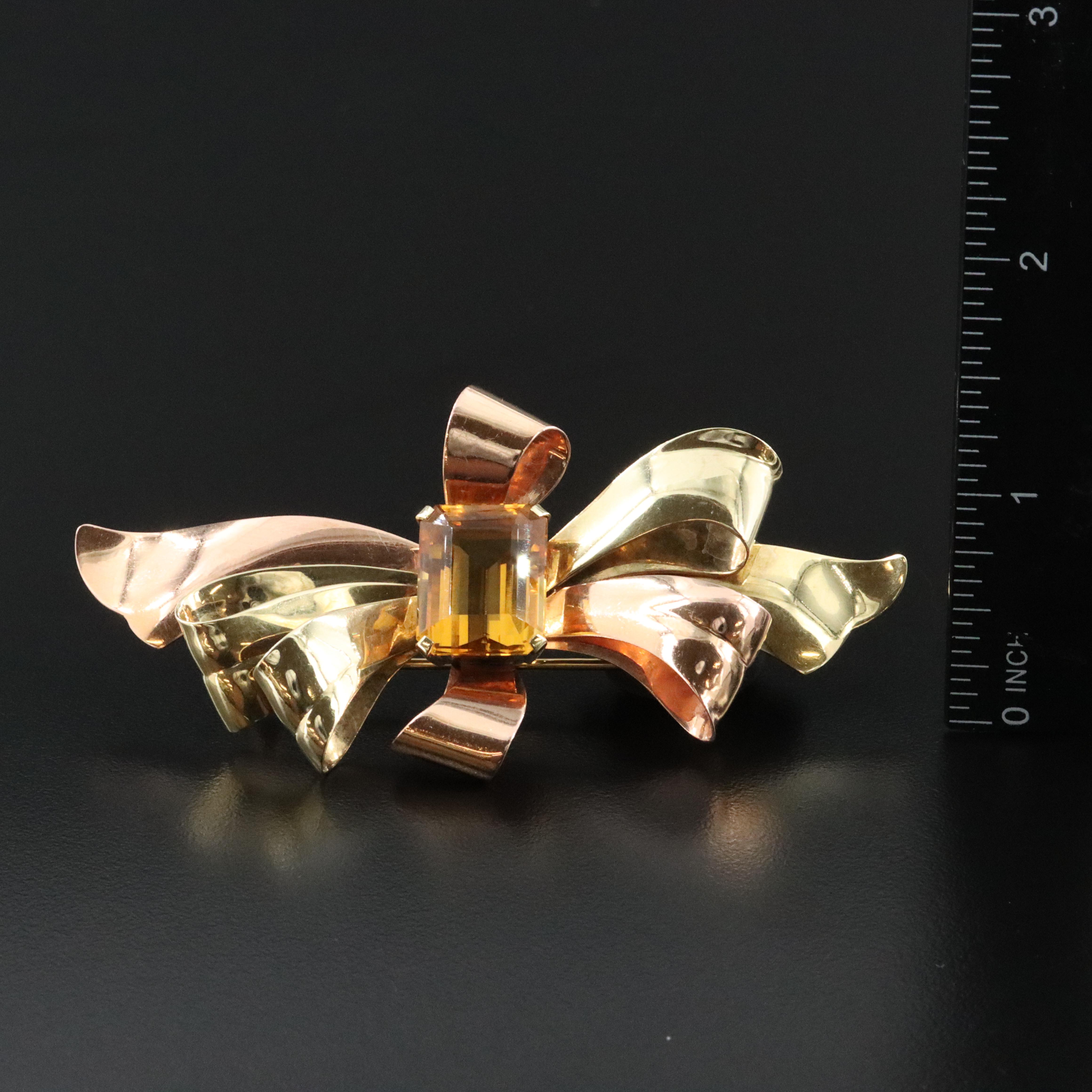 Tiffany & Co. Retro 14K Rose and Green Gold 14.79 CT Citrine Brooch