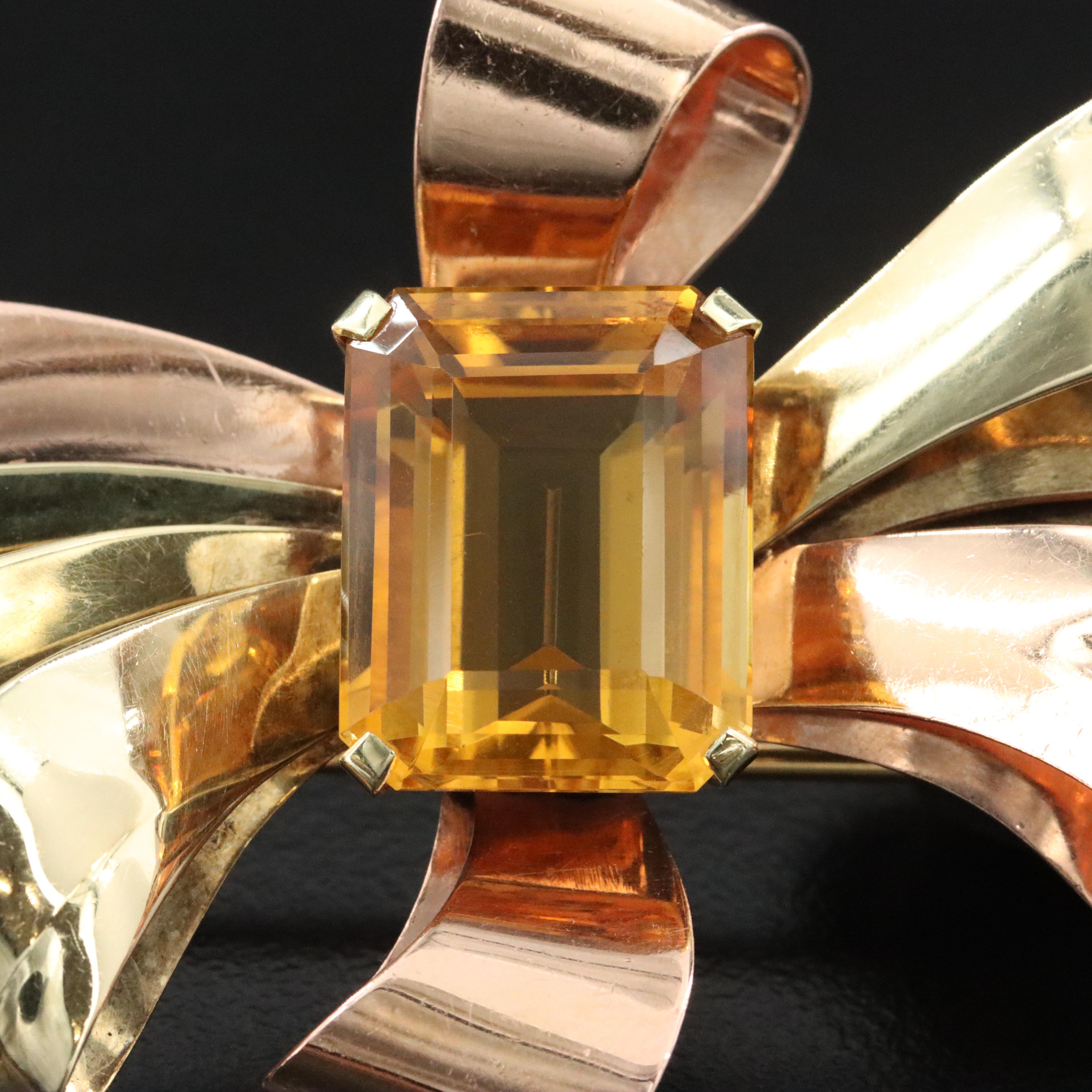 Tiffany & Co. Retro 14K Rose and Green Gold 14.79 CT Citrine Brooch