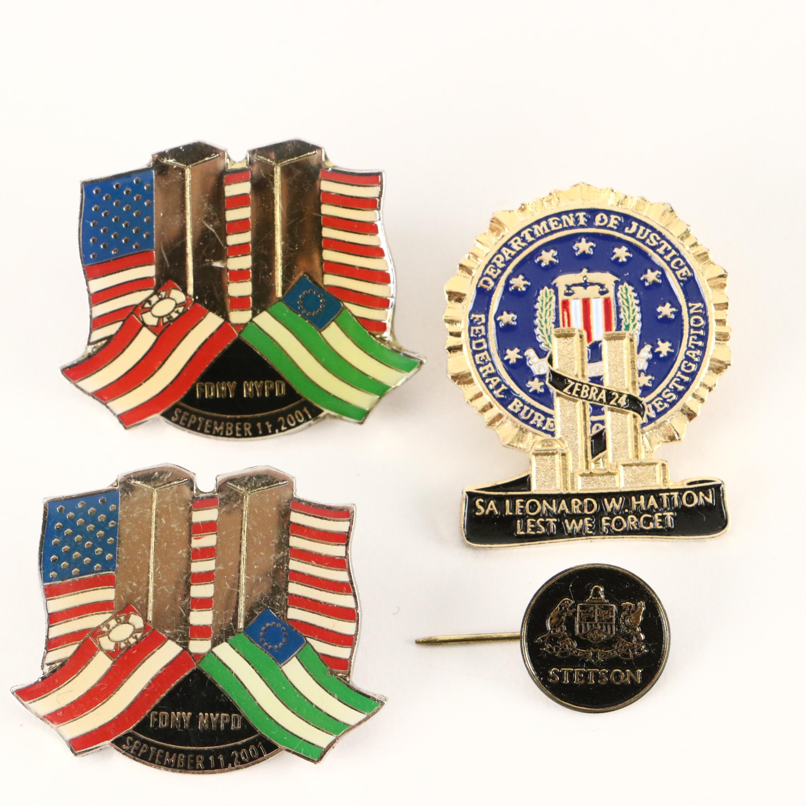 Wells Fargo Pony Express Brass Belt Buckle with Political and Commemorative Pins