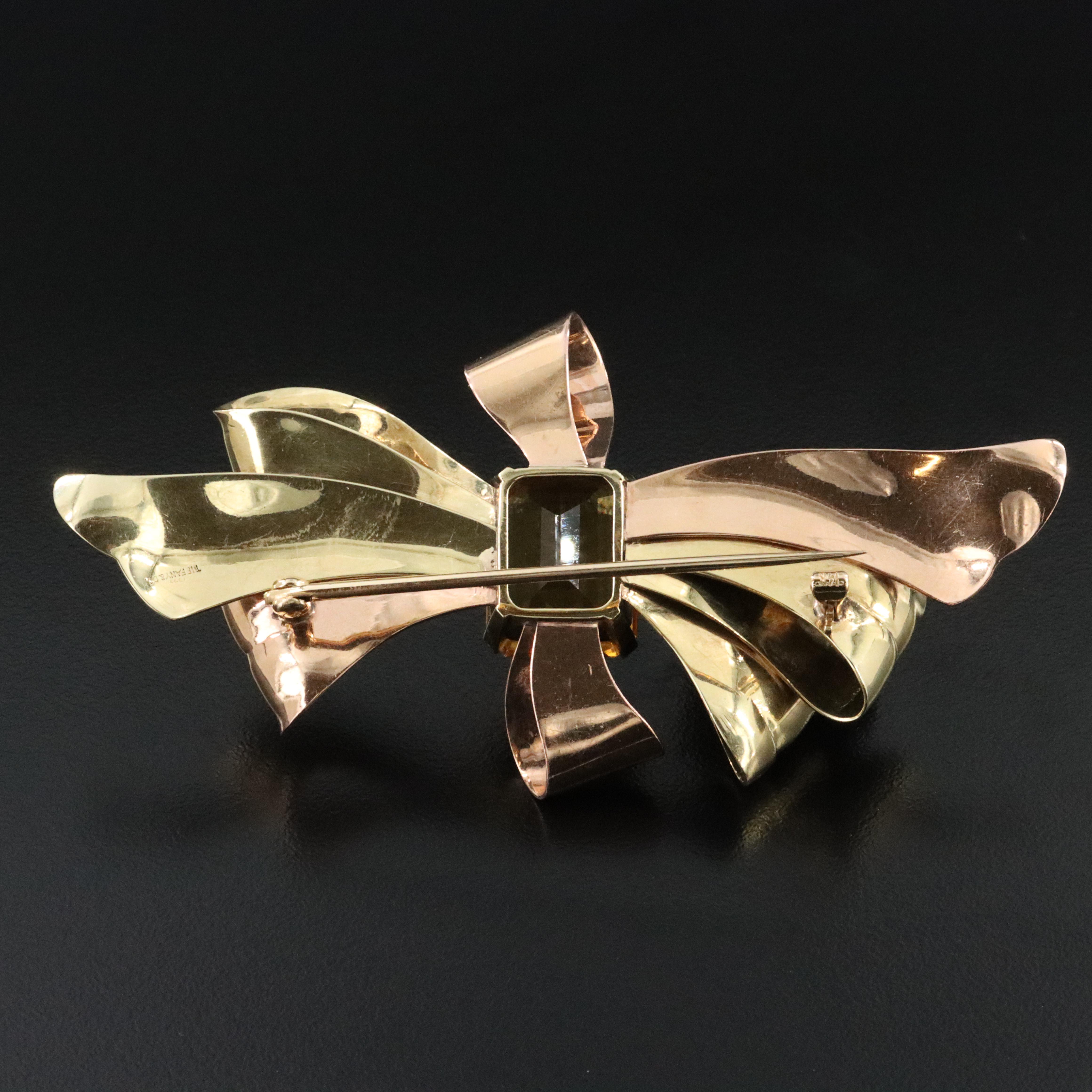 Tiffany & Co. Retro 14K Rose and Green Gold 14.79 CT Citrine Brooch