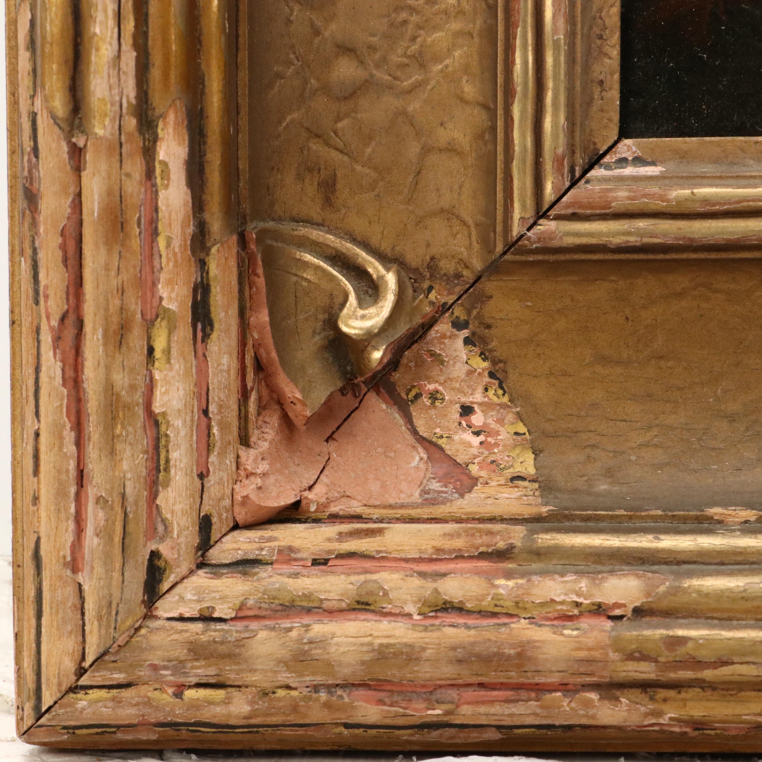 European School Landscape Oil Painting with Mountains, Lake, and Tower