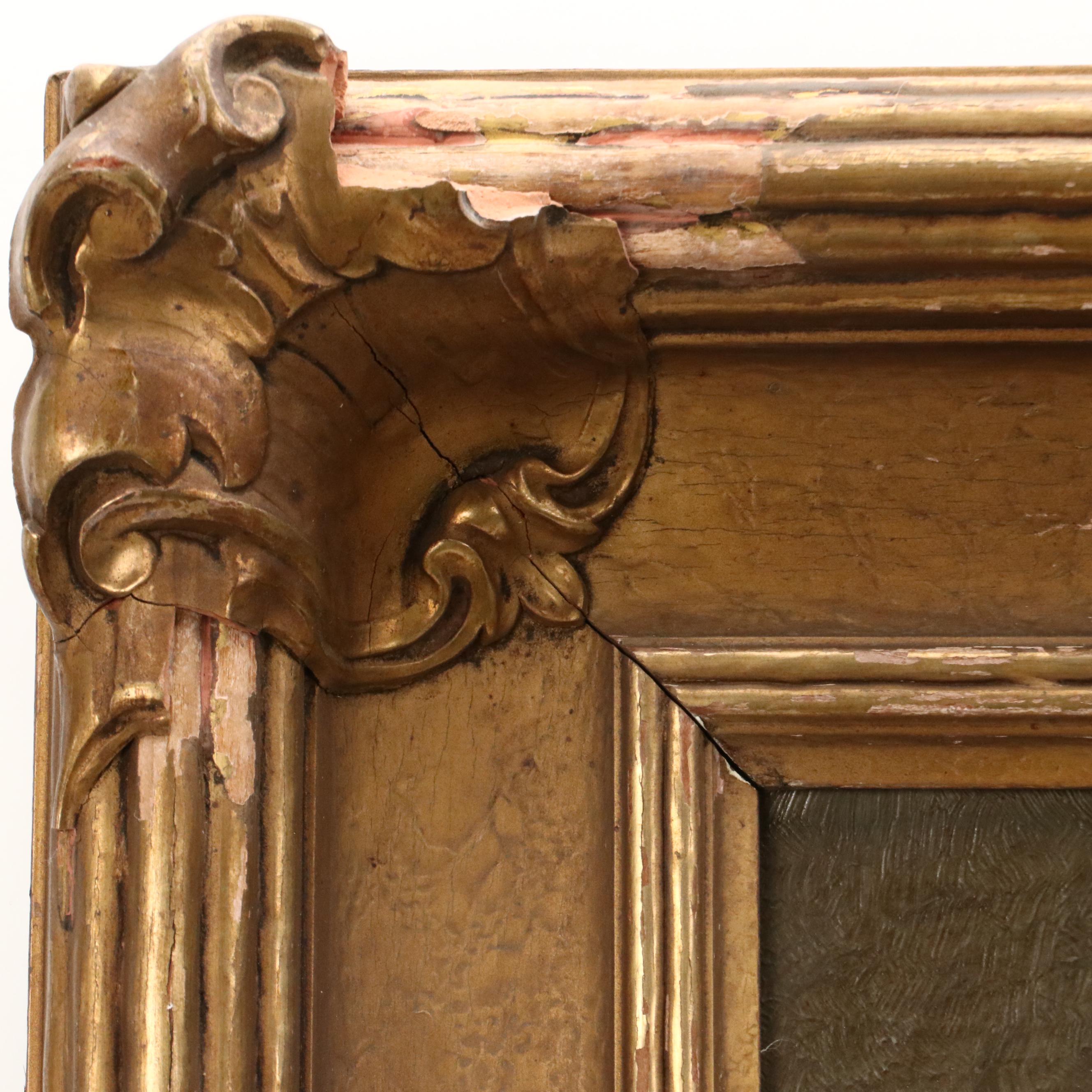 European School Landscape Oil Painting with Mountains, Lake, and Tower