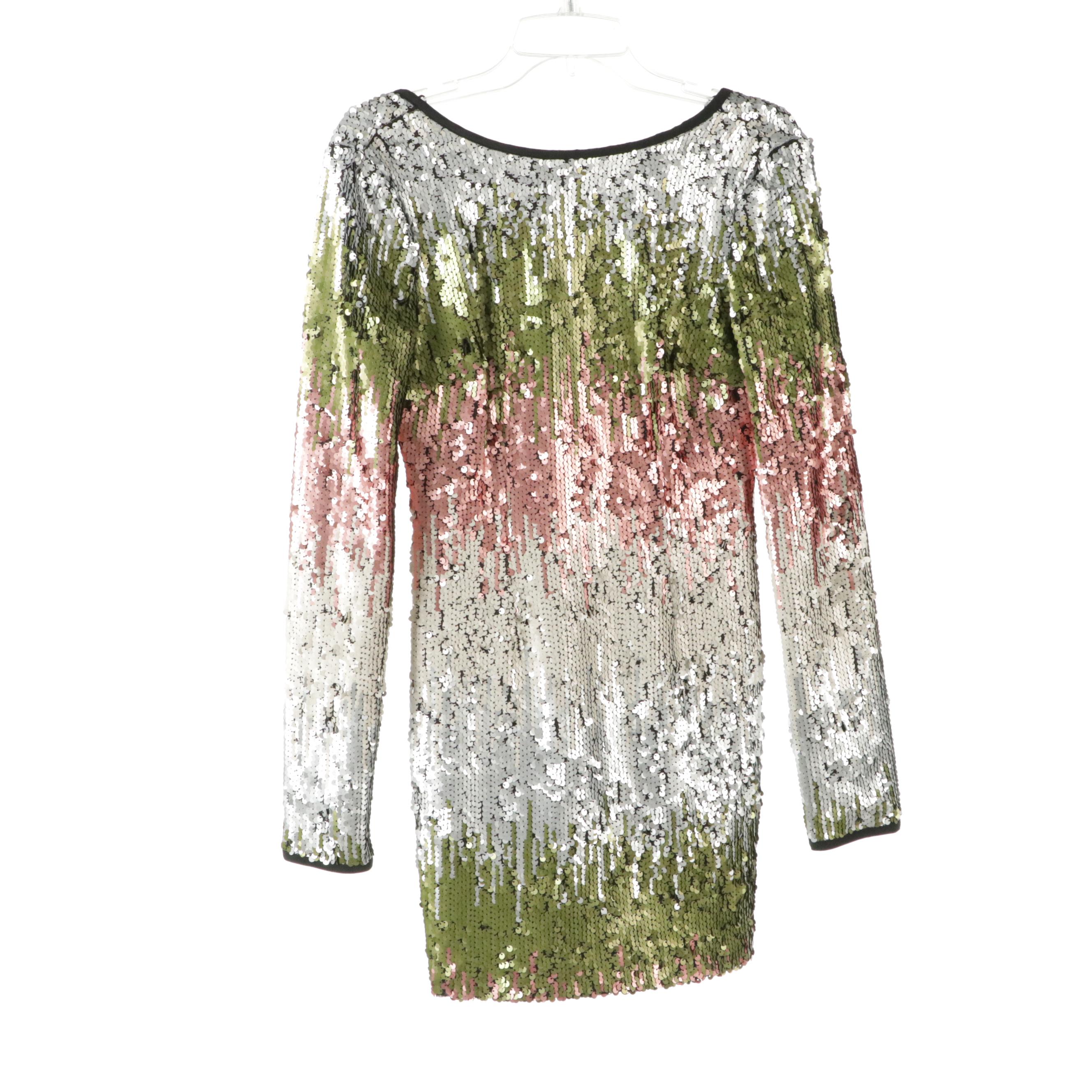 Parker Silk Lined Beaded Halter & Flapper Dress W Elizabeth & James Sequin Dress