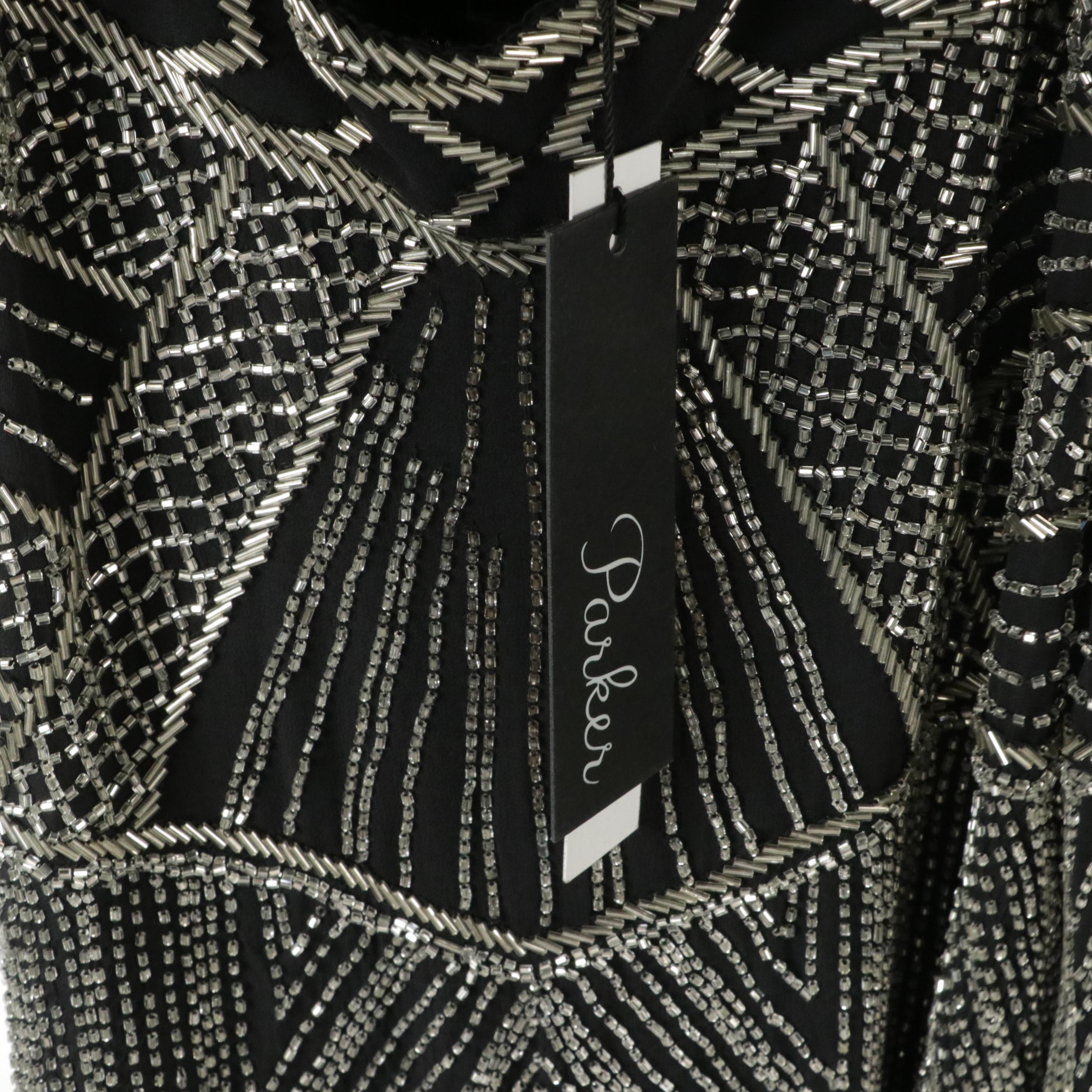 Parker Silk Lined Beaded Halter & Flapper Dress W Elizabeth & James Sequin Dress