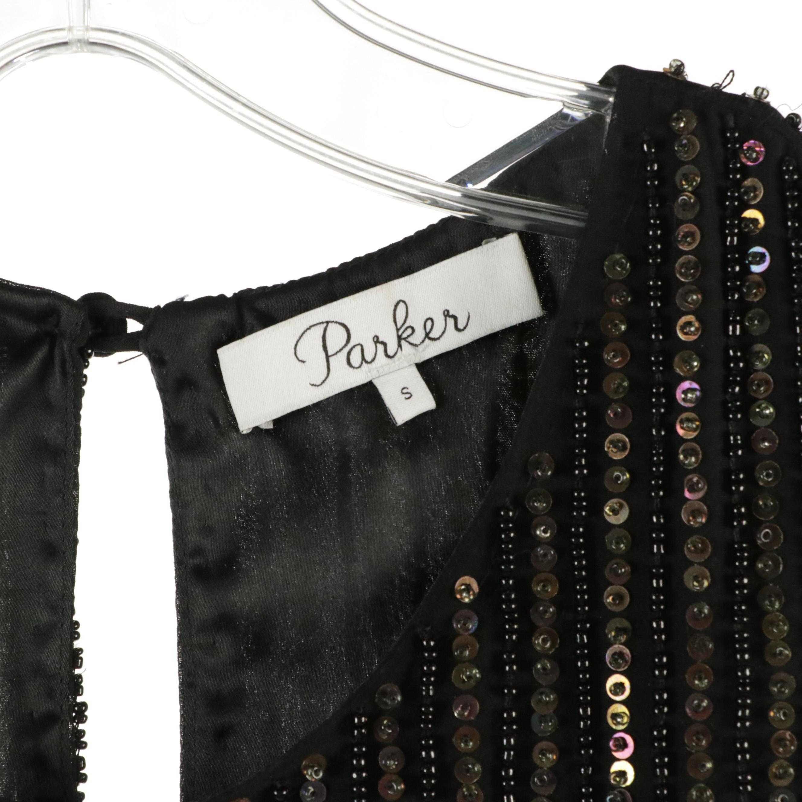 Parker Silk Lined Beaded Halter & Flapper Dress W Elizabeth & James Sequin Dress