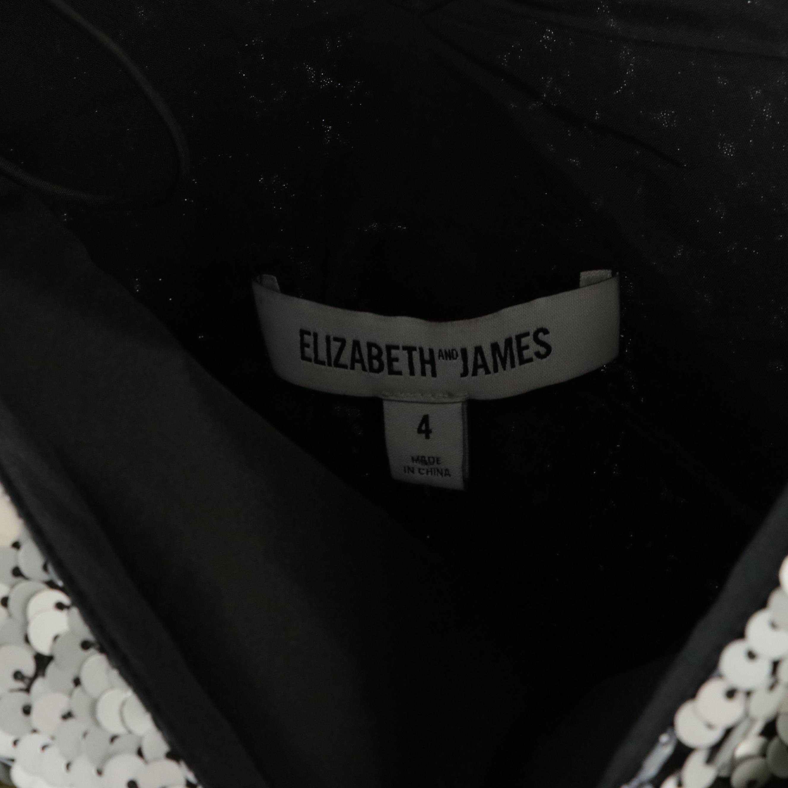 Parker Silk Lined Beaded Halter & Flapper Dress W Elizabeth & James Sequin Dress