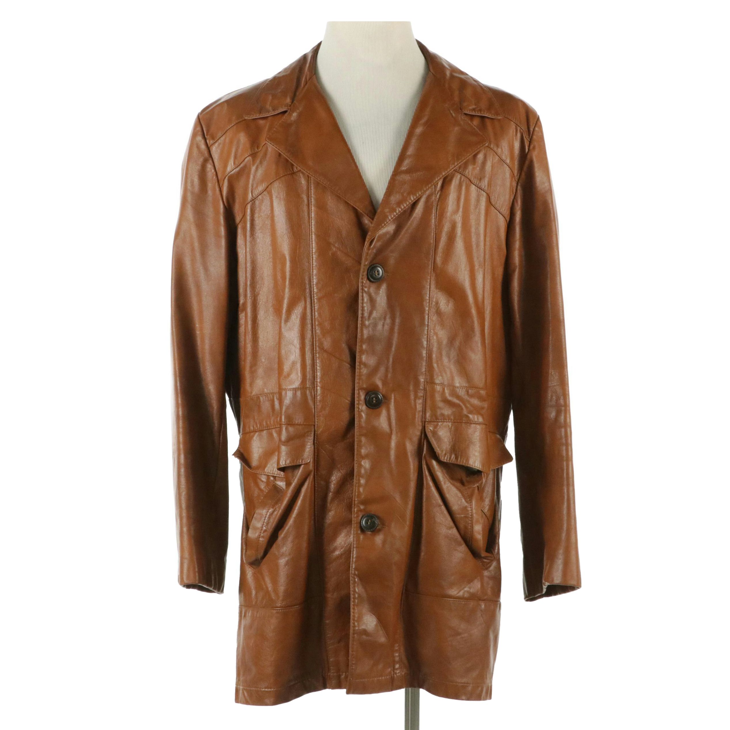 Men's The Leather Shop for Sears Vintage Caramel Brown Leather Jacket