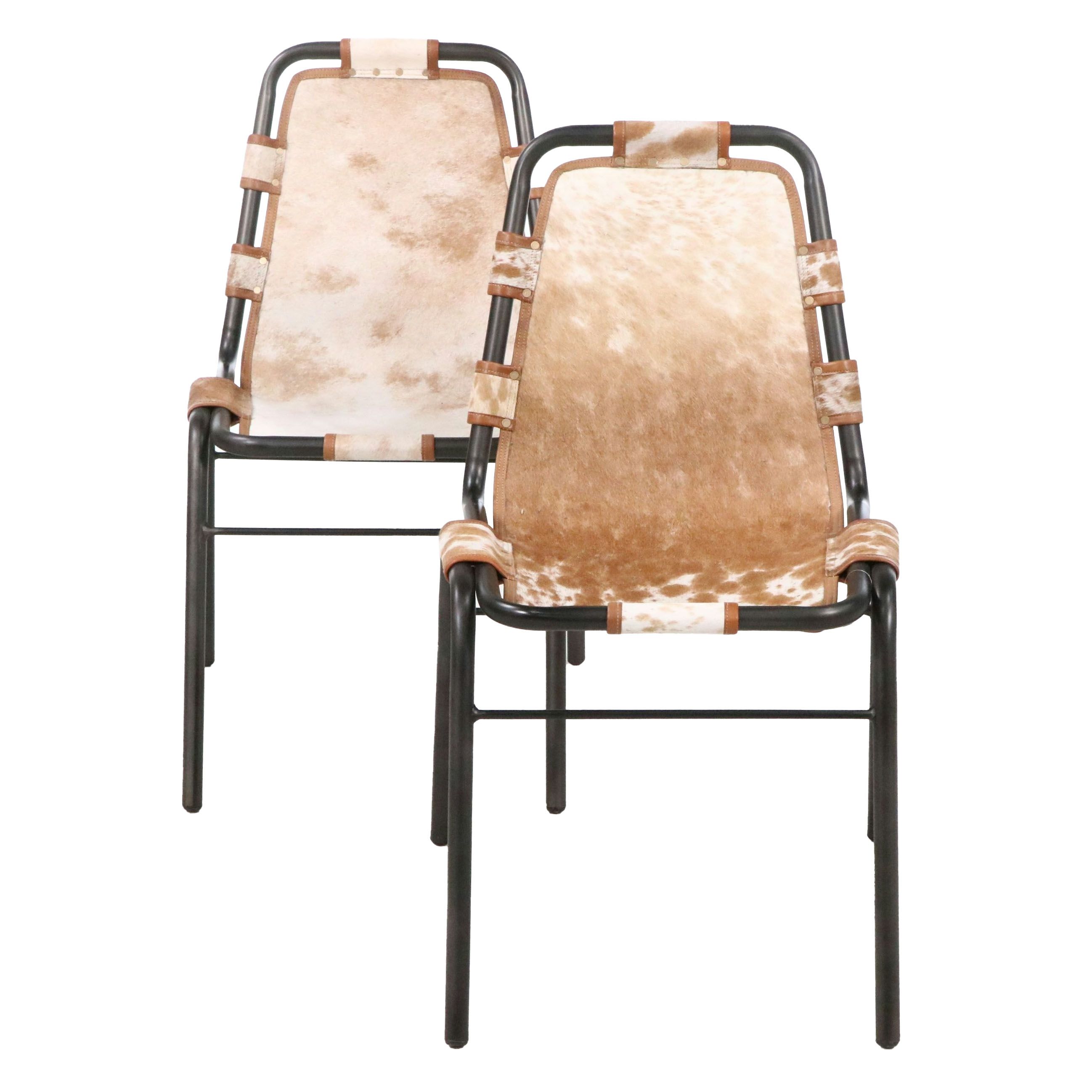 Pair of Blue Ocean Traders "Genoa" Hair on Hide Side Chairs