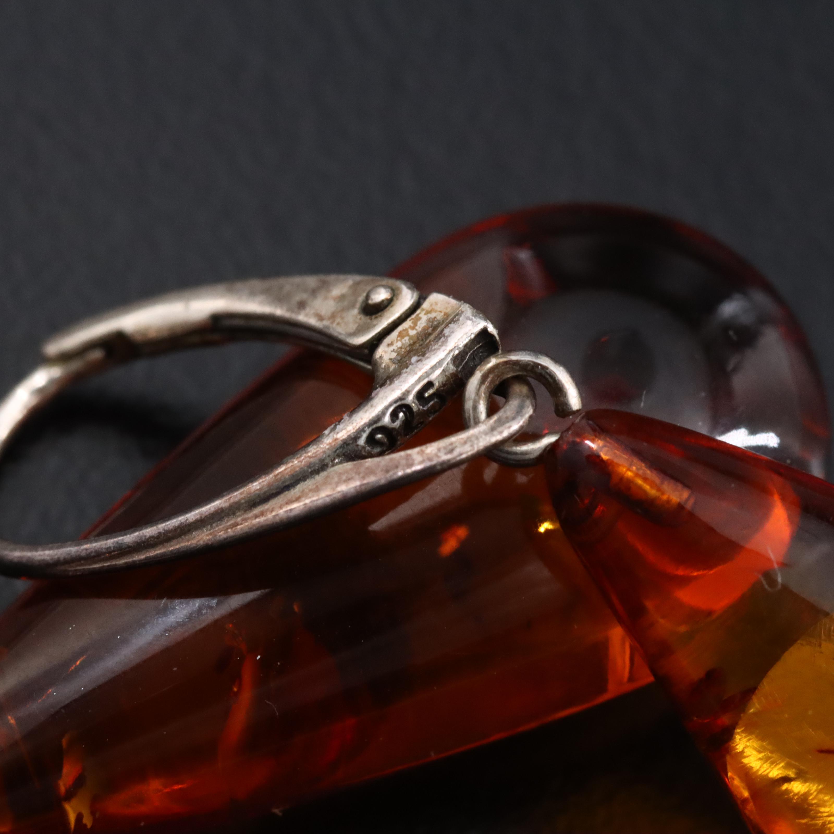 Amber Necklace and Sterling Amber Earrings