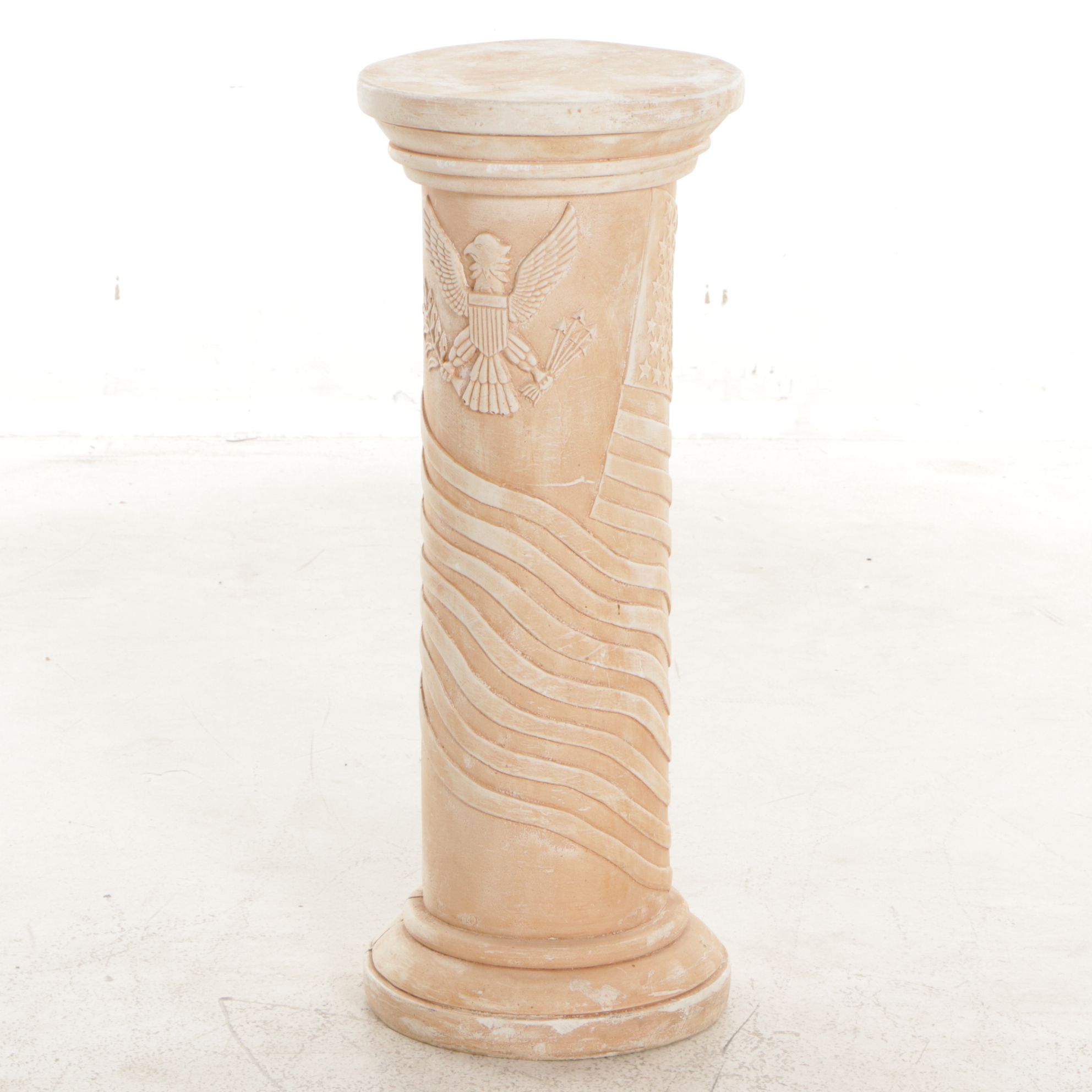 Patriotic American Flag and Eagle Column Plant Stand