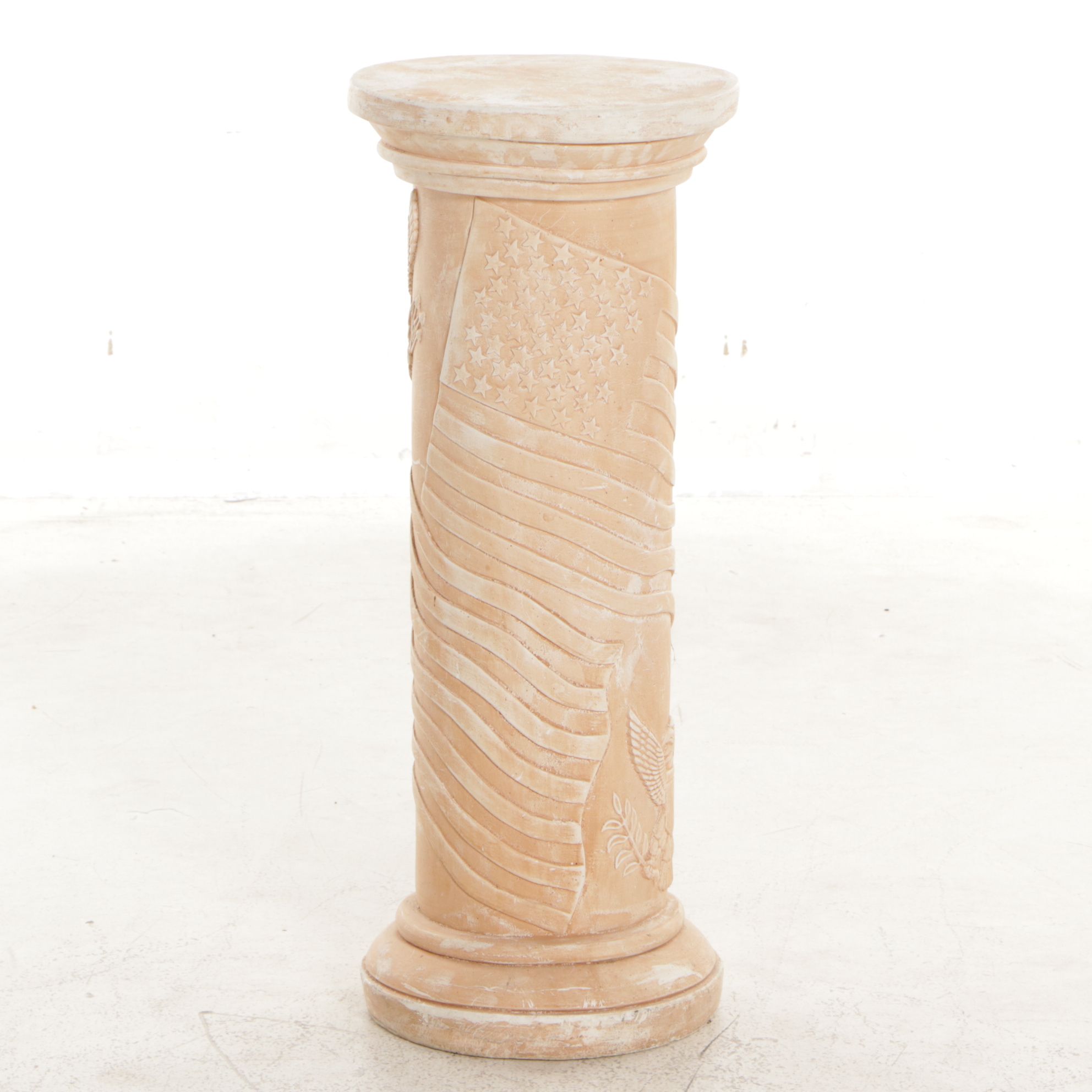 Patriotic American Flag and Eagle Column Plant Stand