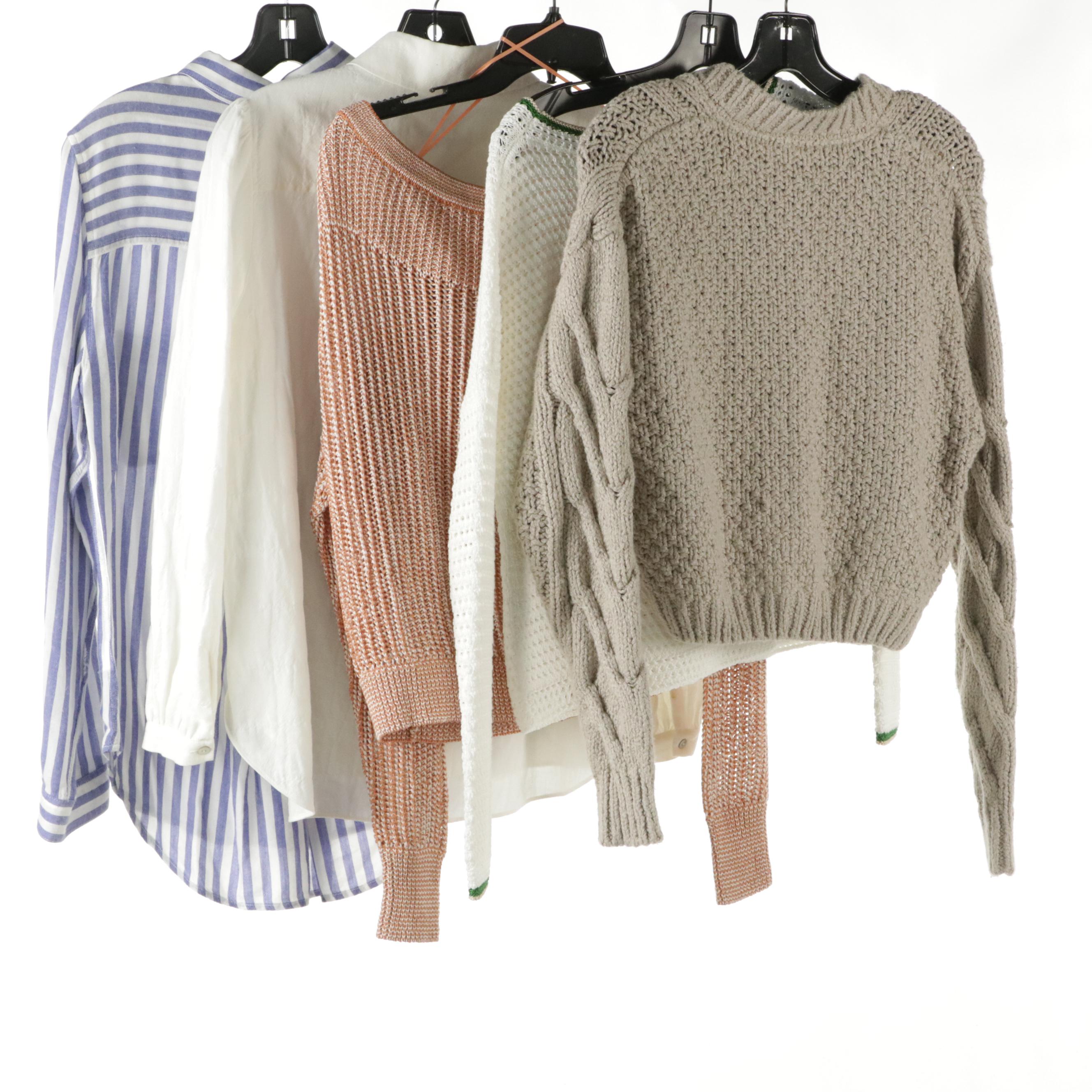 Intermix Cotton Blouse & Knit Sweater, Free People Cropped Cardigan, and More
