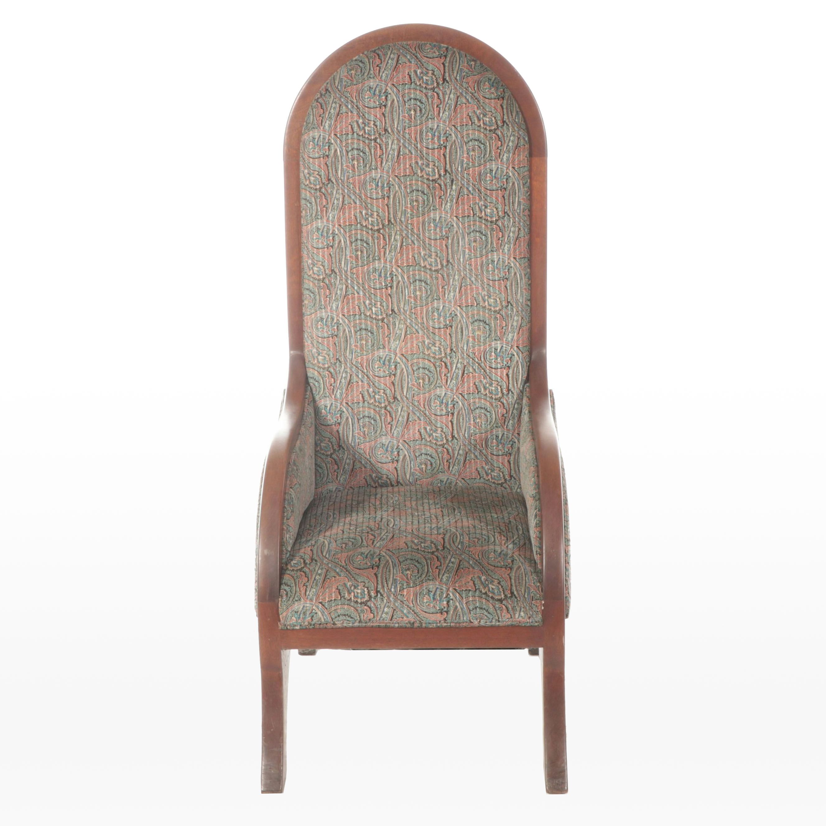 Robert Saunders Mahogany and Italian Damask Prototype Chair, 1980s