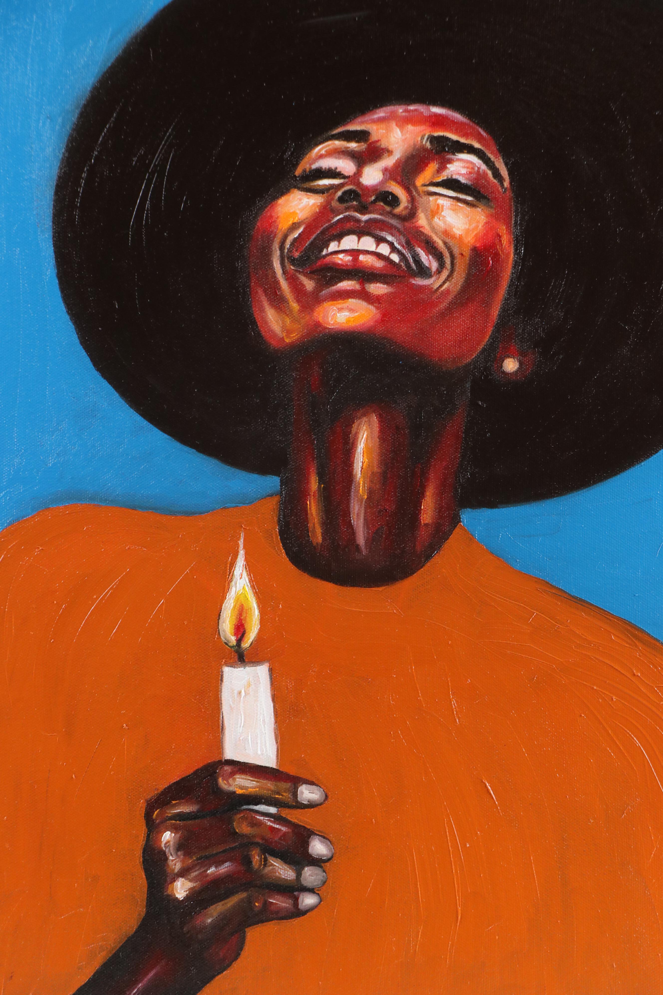 Oluwakemi Omowaire Portrait Oil Painting "Light Bearer," 21st Century