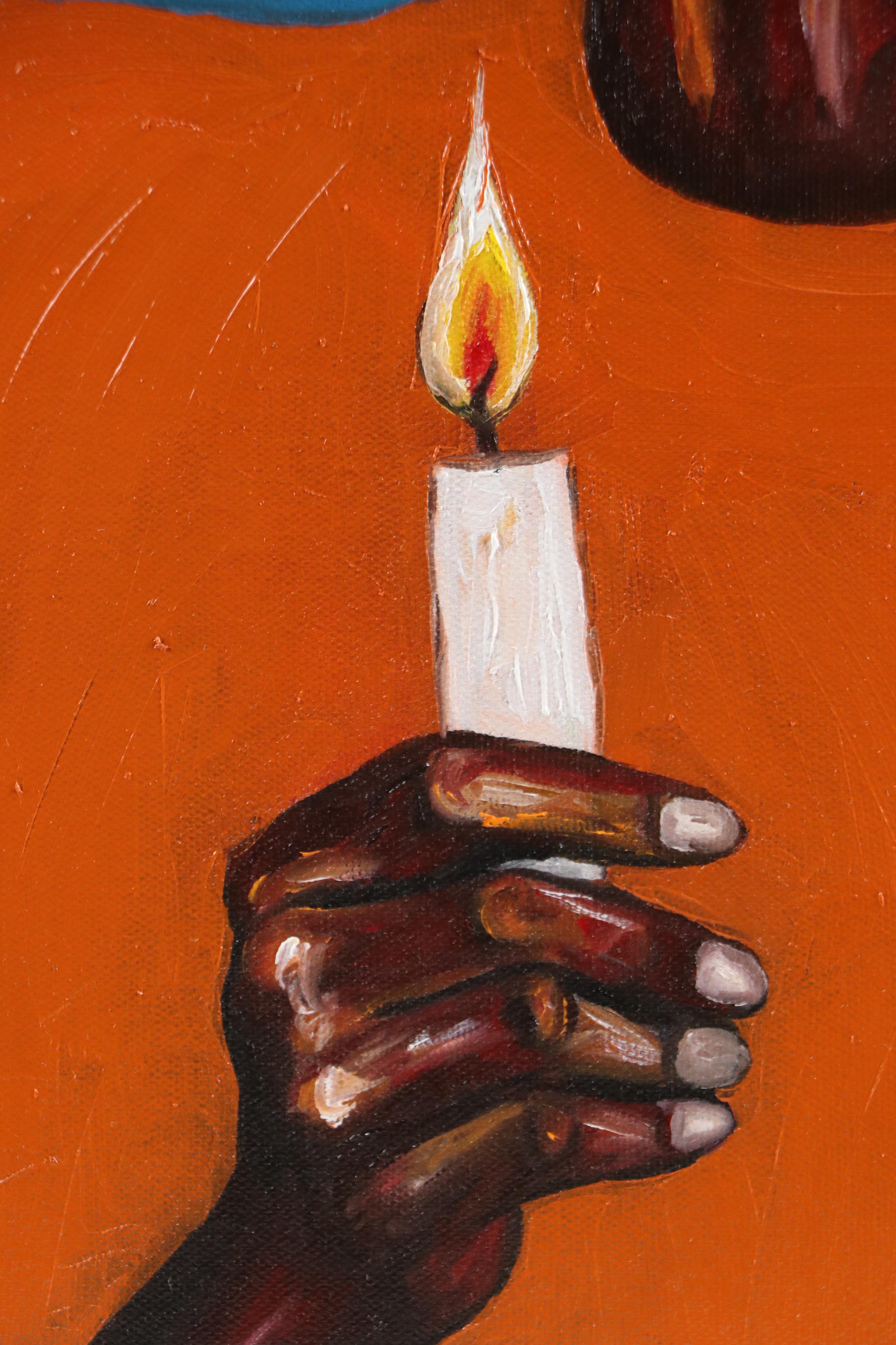 Oluwakemi Omowaire Portrait Oil Painting "Light Bearer," 21st Century