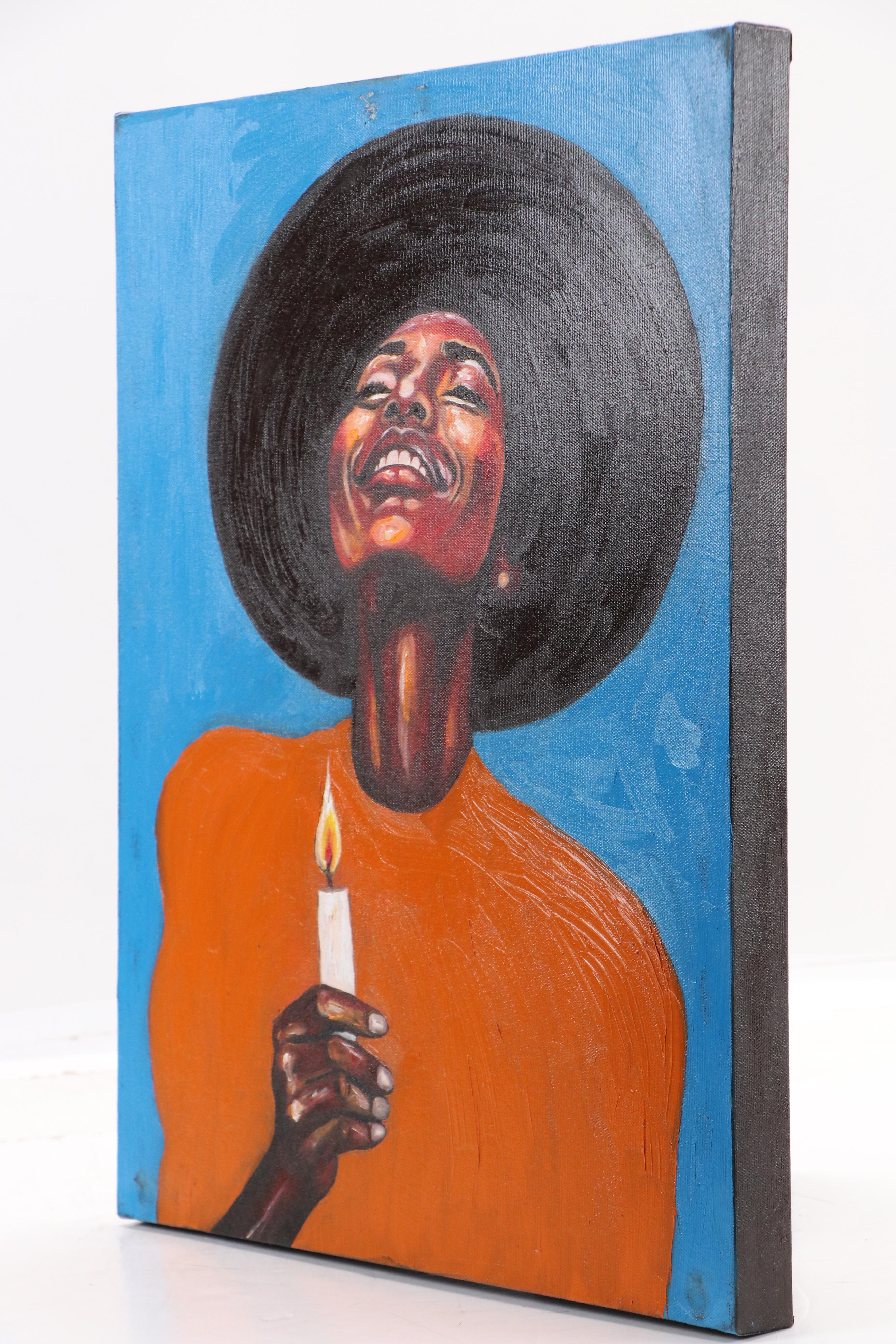 Oluwakemi Omowaire Portrait Oil Painting "Light Bearer," 21st Century