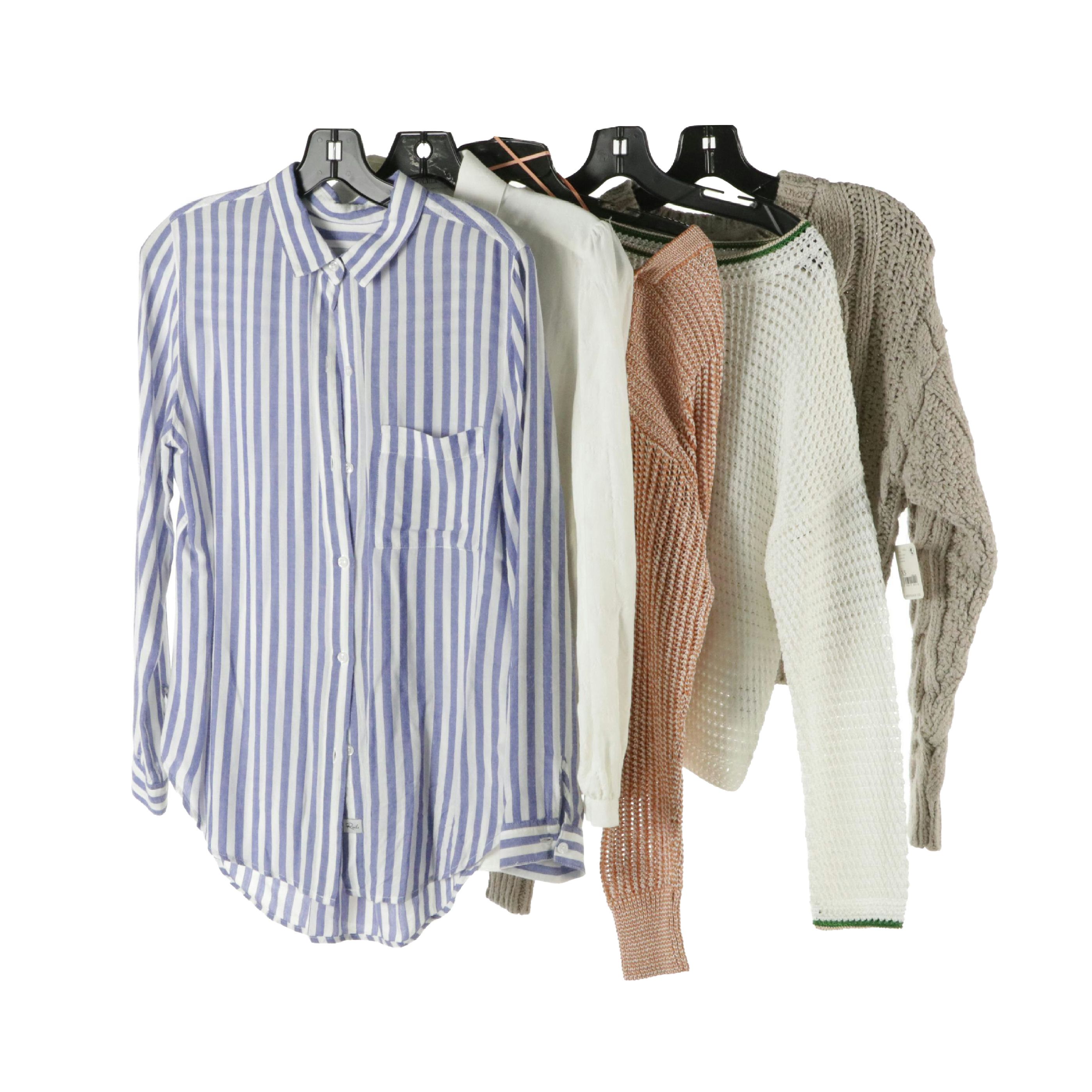 Intermix Cotton Blouse & Knit Sweater, Free People Cropped Cardigan, and More
