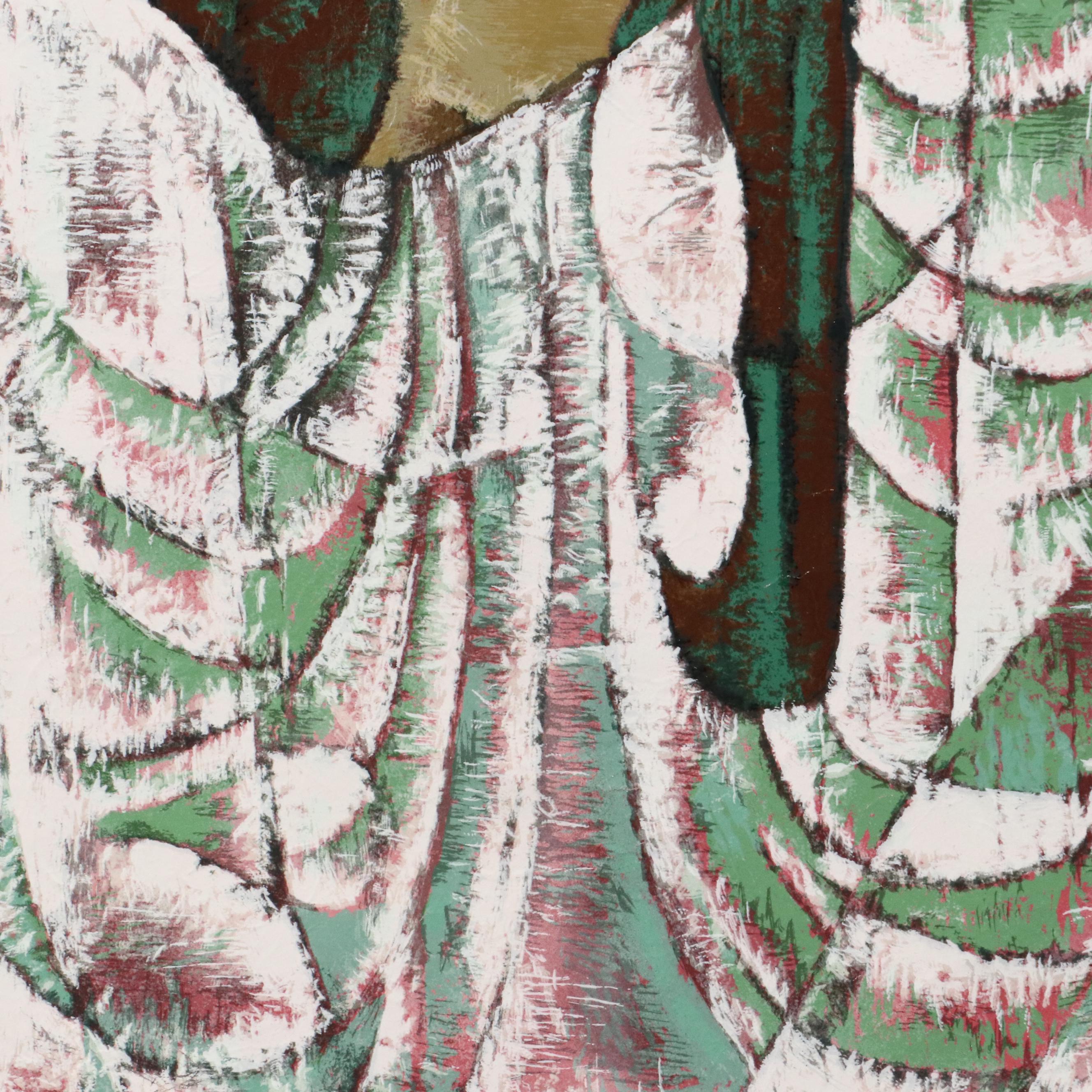 Zhou Ling Serigraph "Quiet Moment," 1990