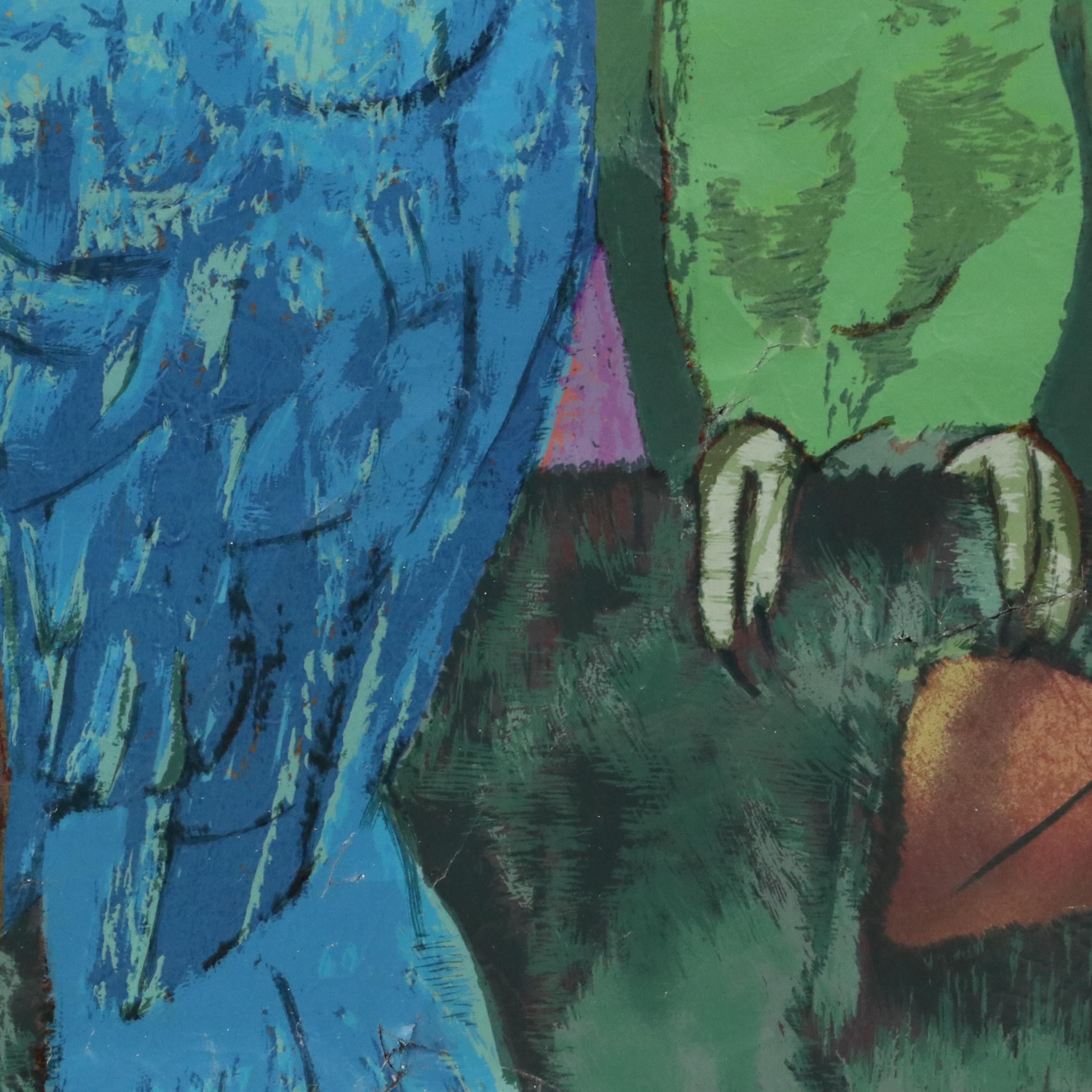 Zhou Ling Serigraph "Quiet Moment," 1990