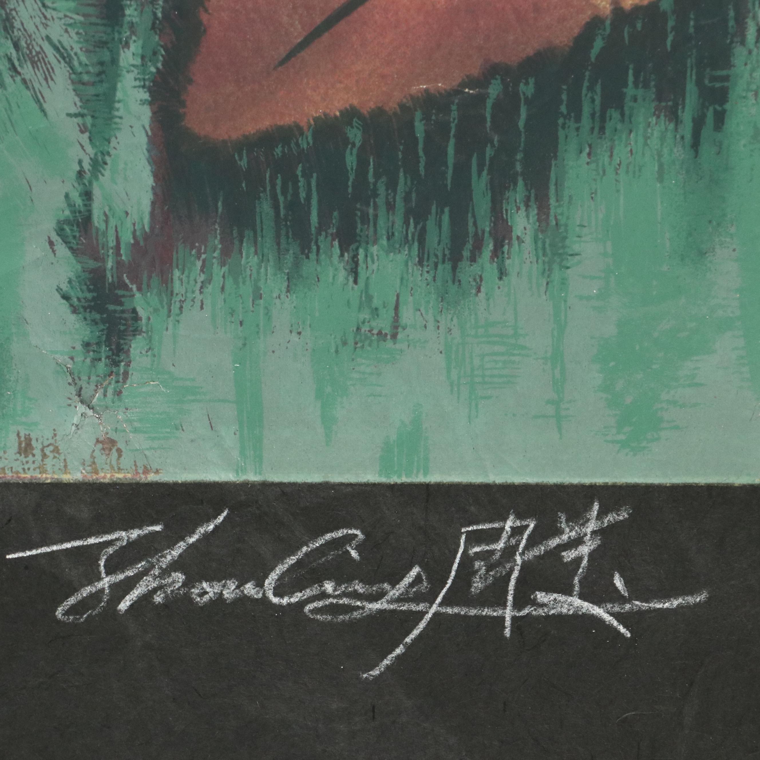 Zhou Ling Serigraph "Quiet Moment," 1990