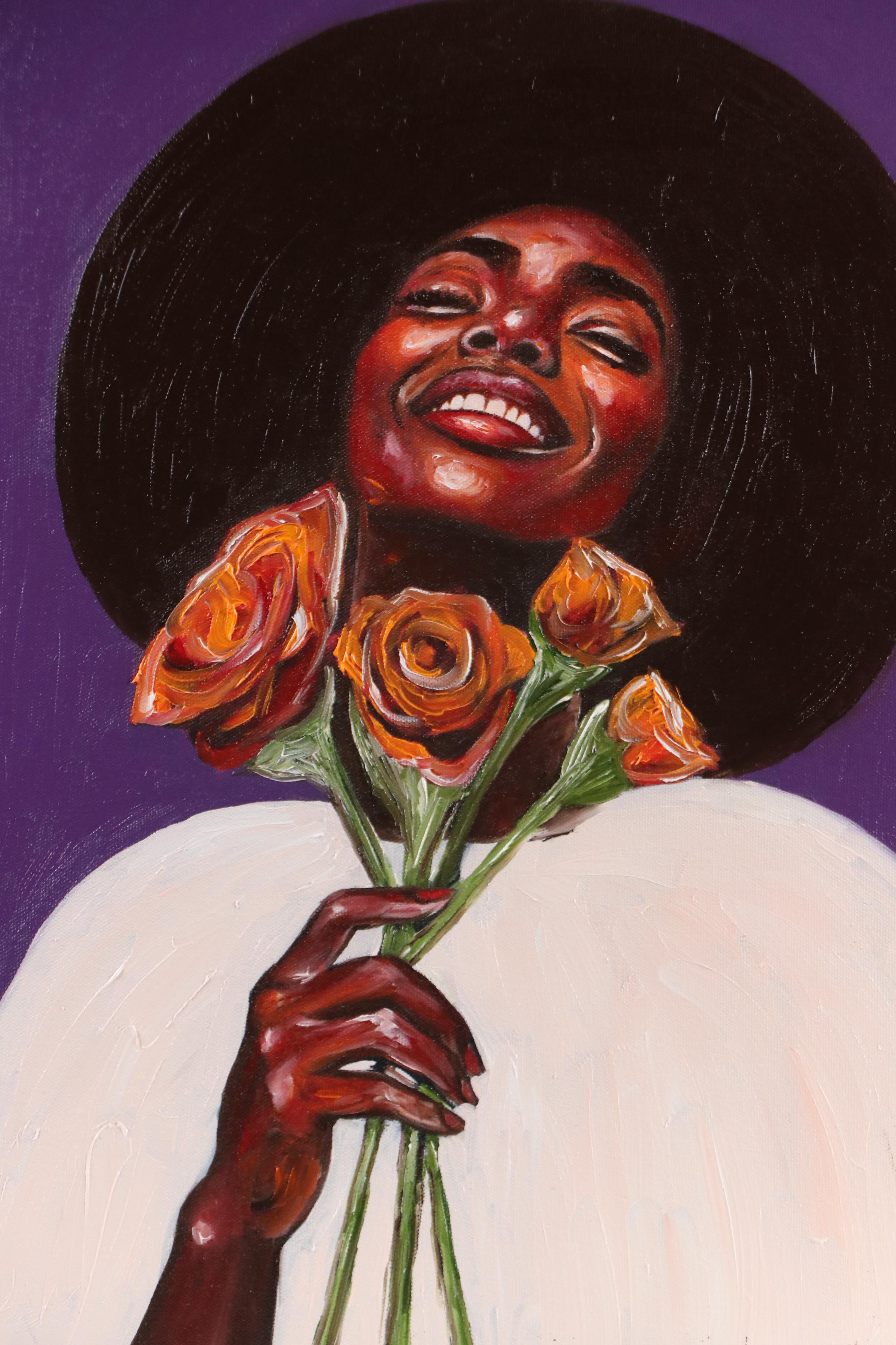Oluwakemi Omowaire Portrait Oil Painting "Joy in Every Season," 21st Century