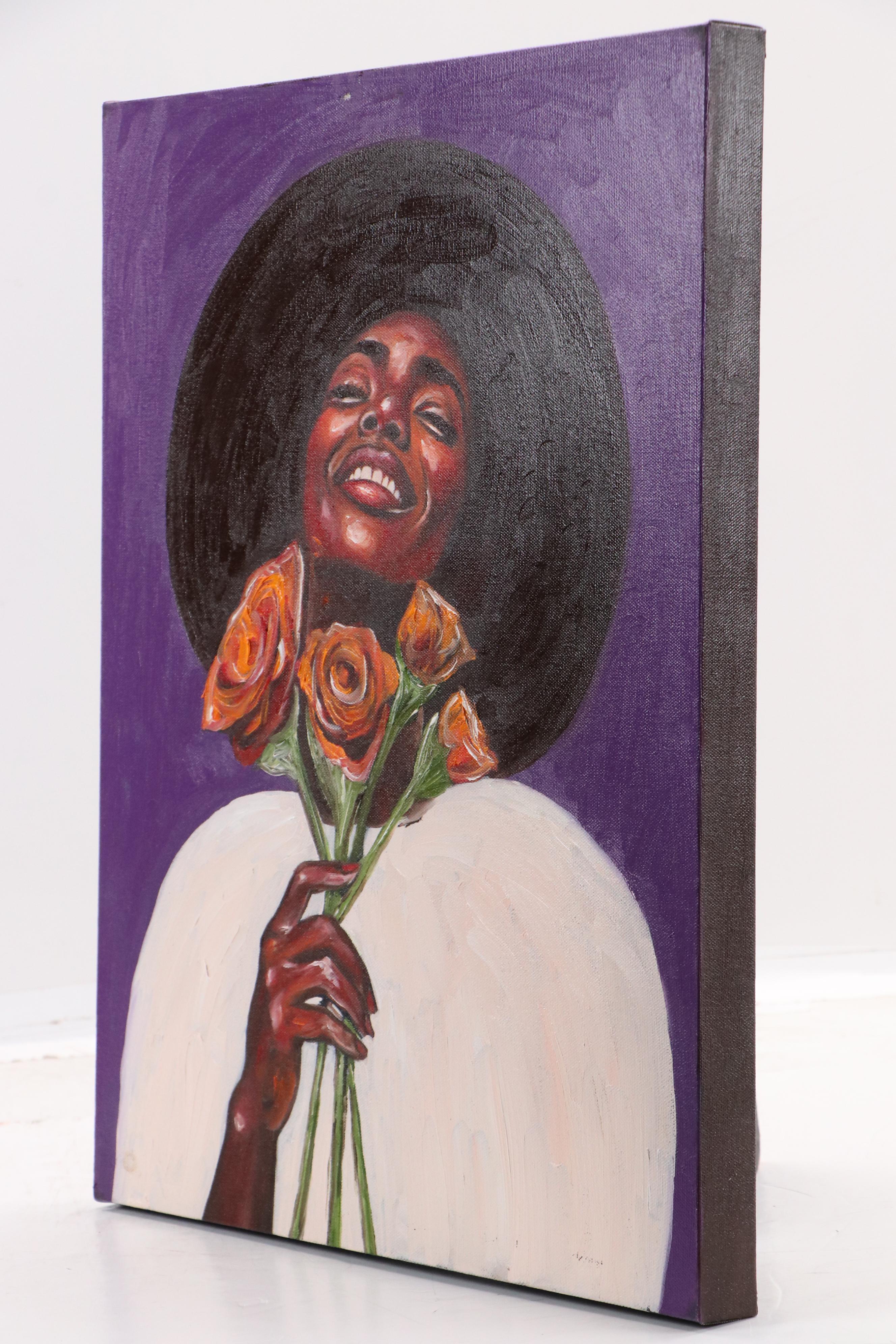 Oluwakemi Omowaire Portrait Oil Painting "Joy in Every Season," 21st Century