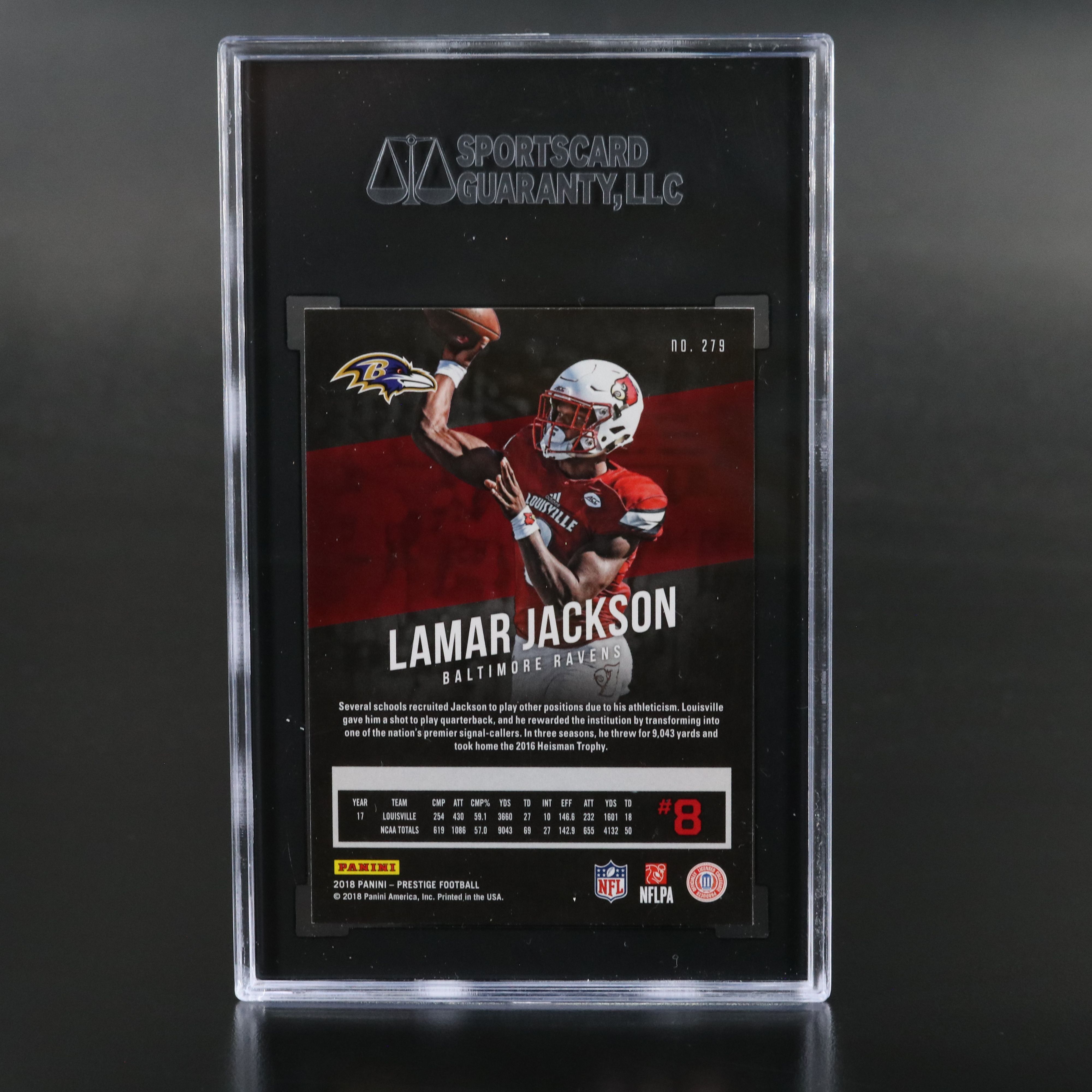 2018 Prestige Lamar Jackson Rookie Football Card Graded SGC 10