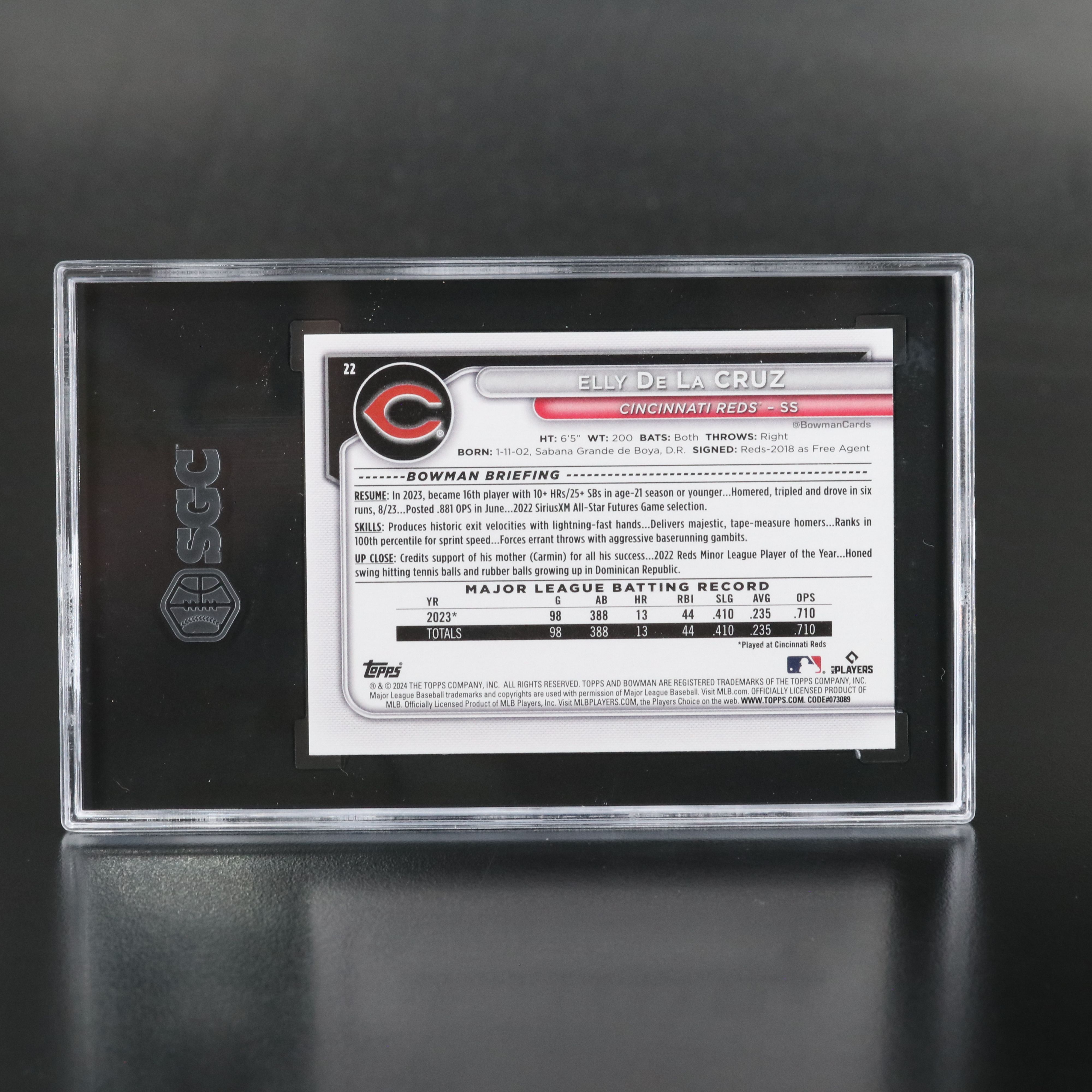 2024 Bowman Elly De La Cruz Cincinnati Reds Rookie Card Graded SGC 10
