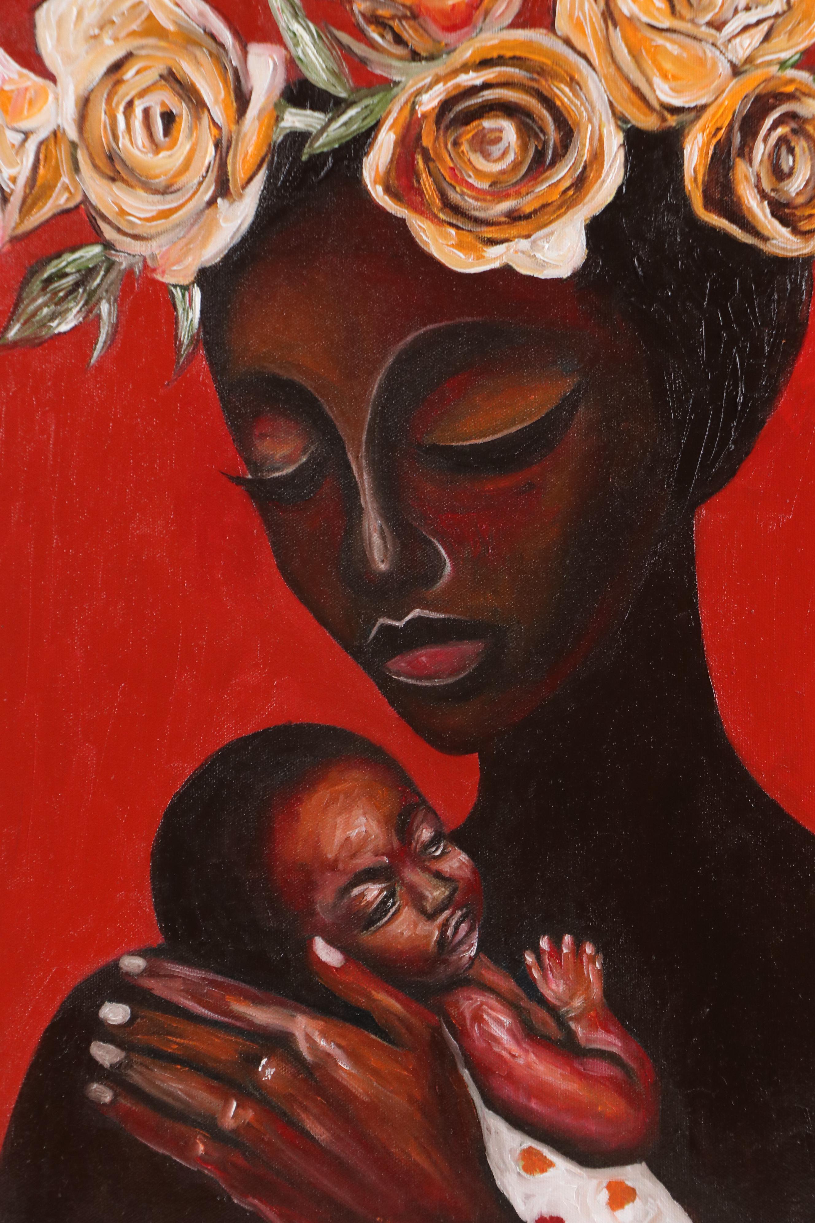 Oluwakemi Omowaire Portrait Oil Painting "This Kind Of Love," 21st Century