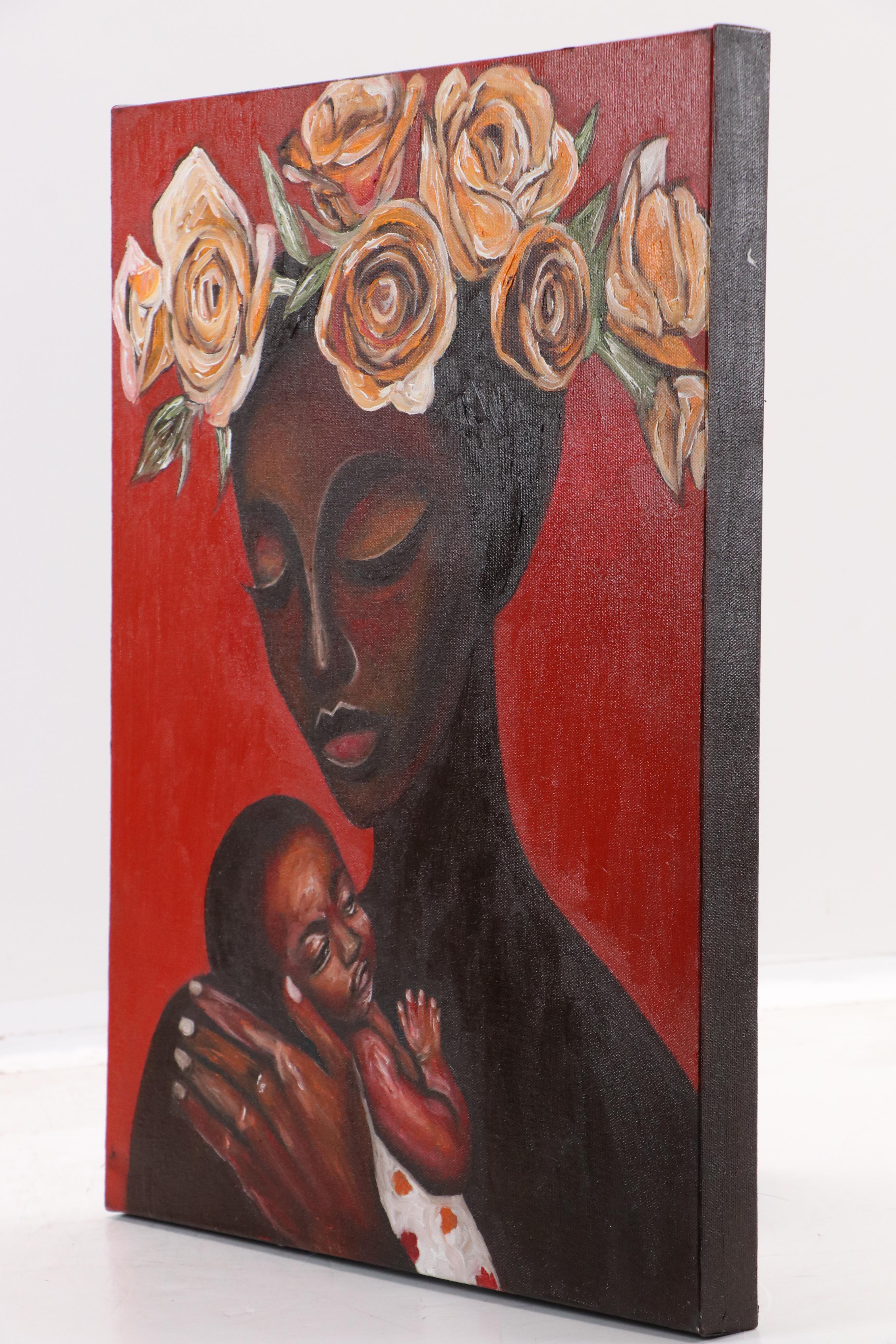 Oluwakemi Omowaire Portrait Oil Painting "This Kind Of Love," 21st Century