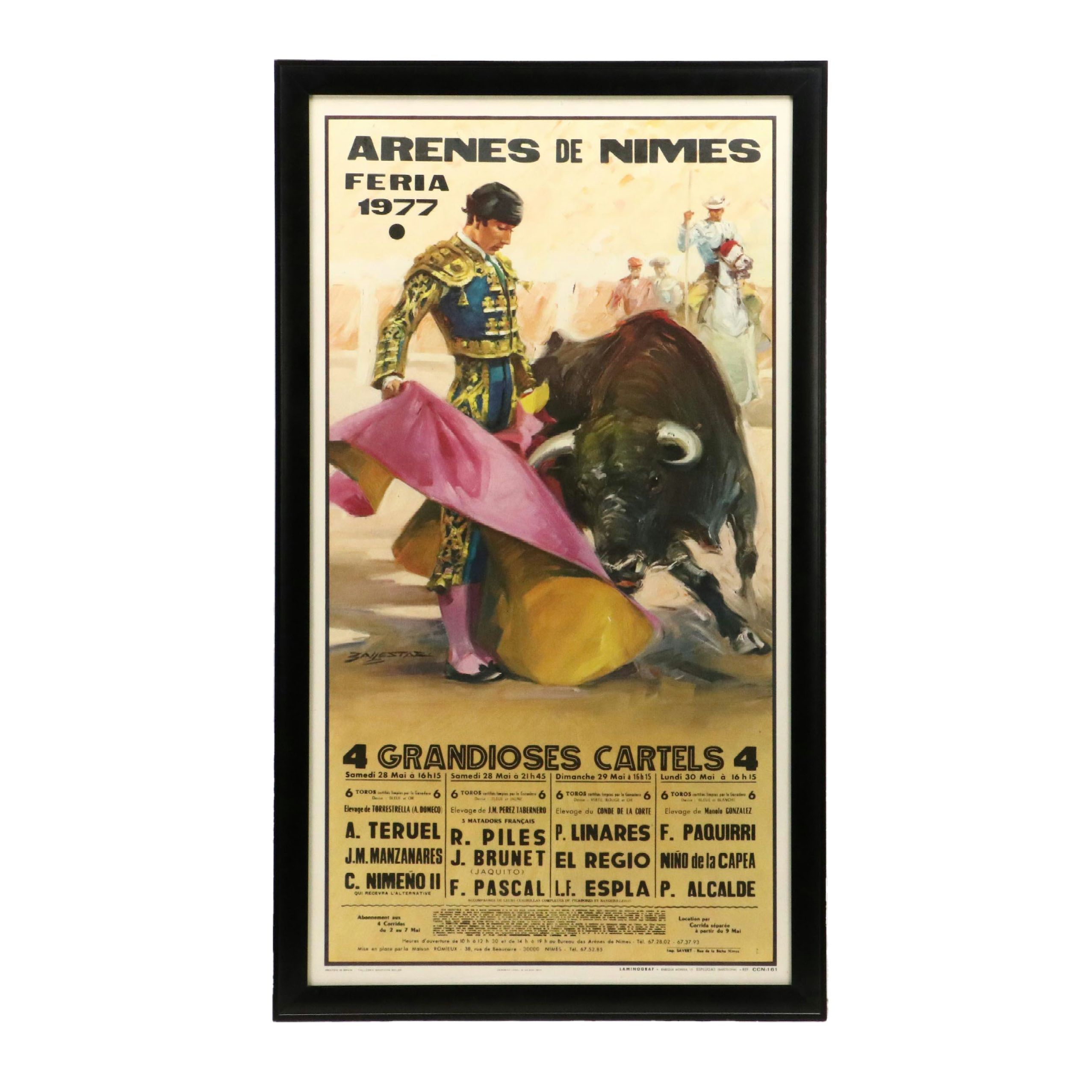 José Manuel Ballester ポスター Arènes de Nîmes Offset Lithograph Bullfighting Poster, 1977